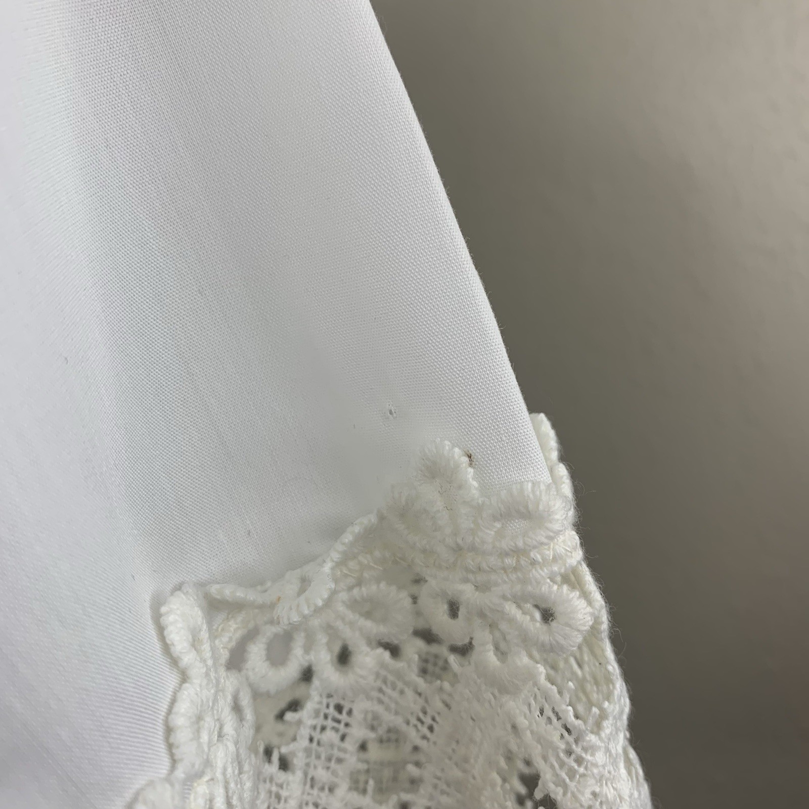 Vtg Dirndl Blouse Crop Top White Eyelet Sz 16 Made In USA