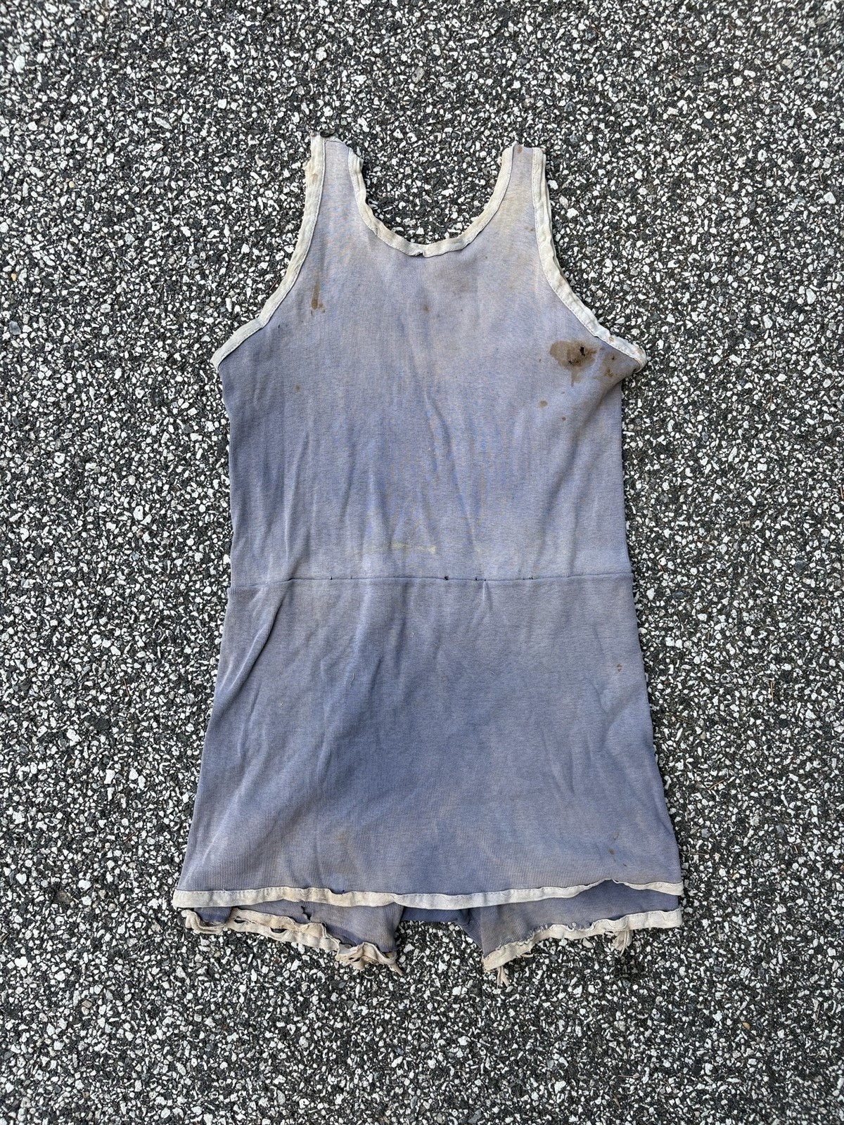 As-is Study Antique Stenciled “rental” Swimsuit 20s 30s Cotton Blend?