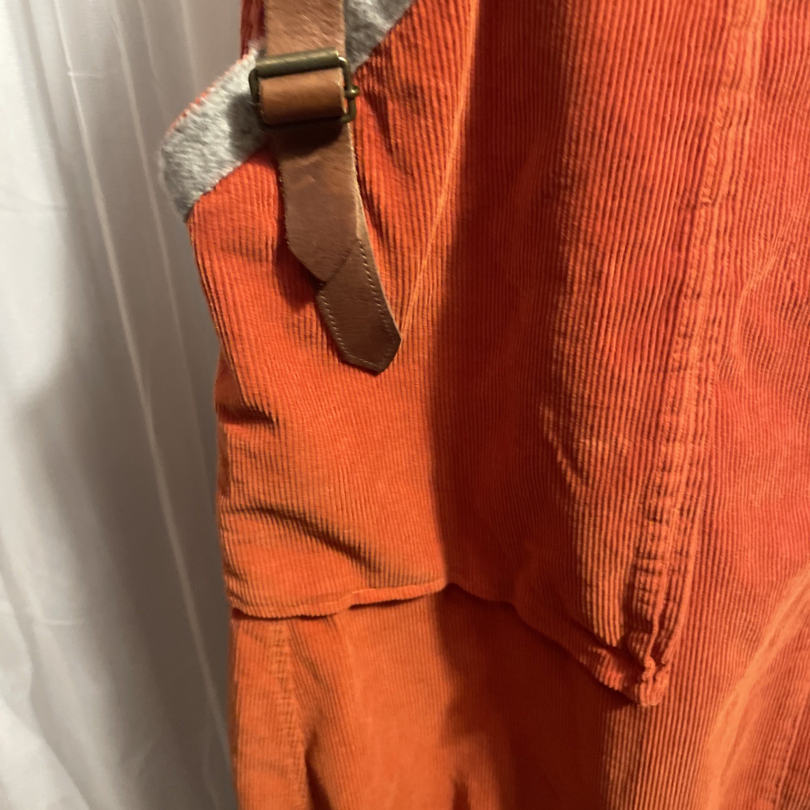 Luis Trenker Corduroy Utility Skirt Orange Leather Detail Pockets Sweater Hem