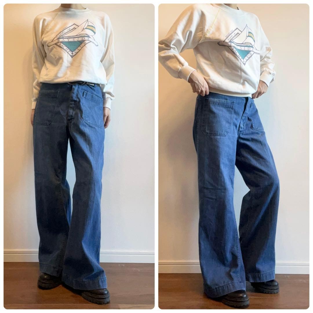 Vintage 1960s USA Military Flare Denim Pants Bell Bottom