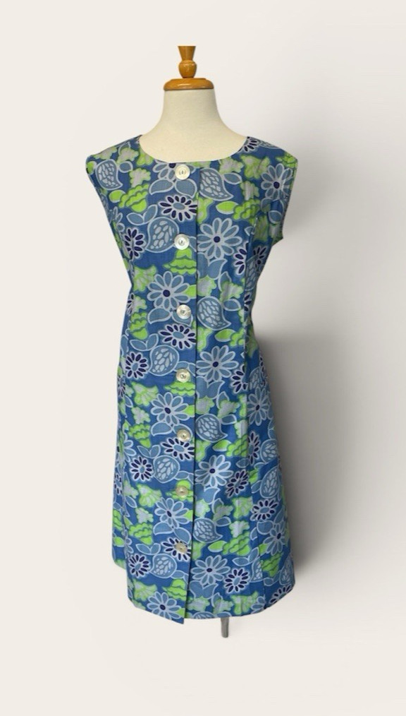 Vintage Original 50s SIZE 2XL Dress Unworn Cotton shift button through MINT