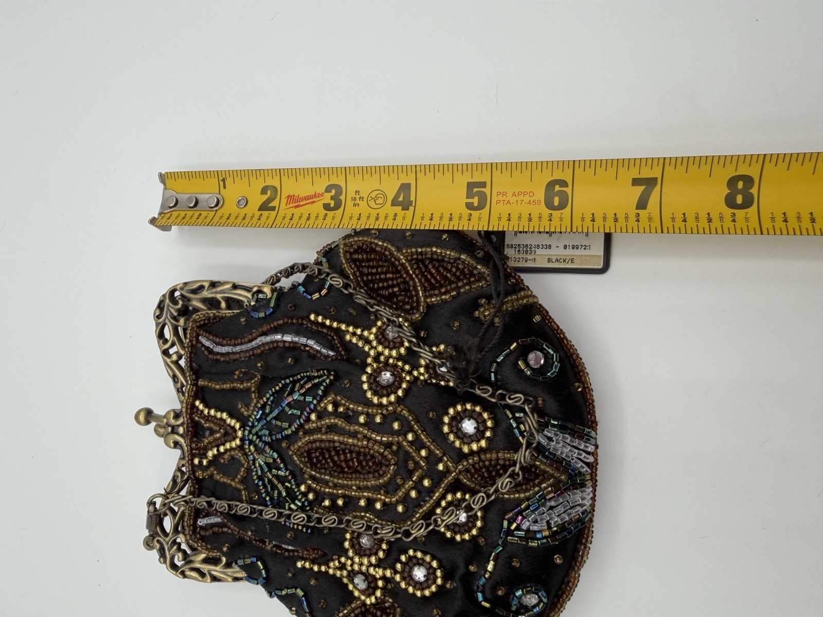 BIJOUX TERNER Vintage Gold Frame Beaded Evening Purse Kisslock Black