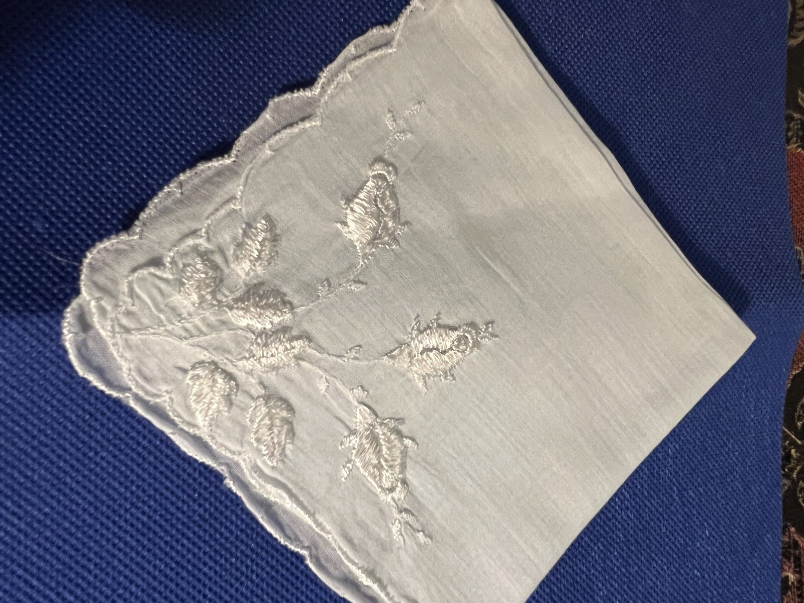 Vintage Pale Blue Embroidered Lily Of The Valley Hankie Wedding Bridal VGC 🎉