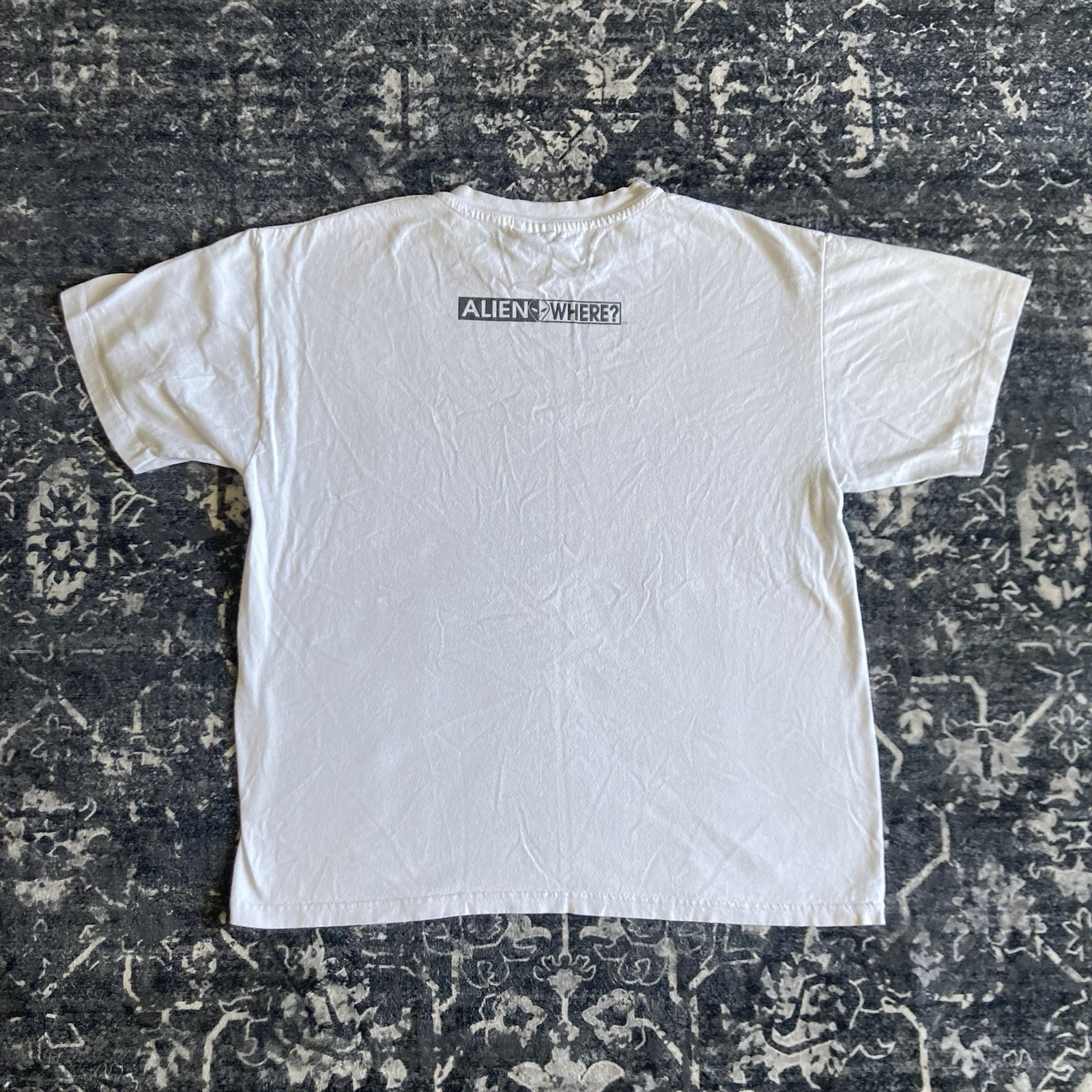 Vintage 1995 Alien Where? Graphic T-Shirt Weed Shirt Size Large UFO 90s White