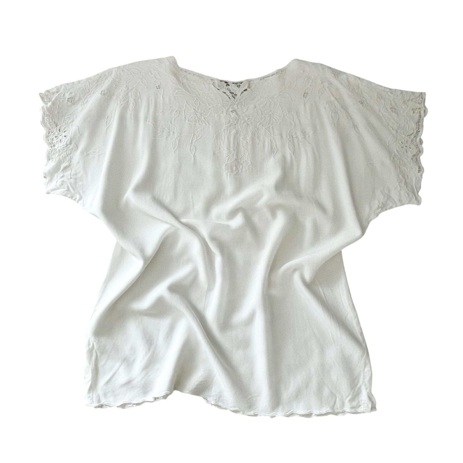 Vintage Dressbarn Bohemian White Blouse: 90s, Y2K