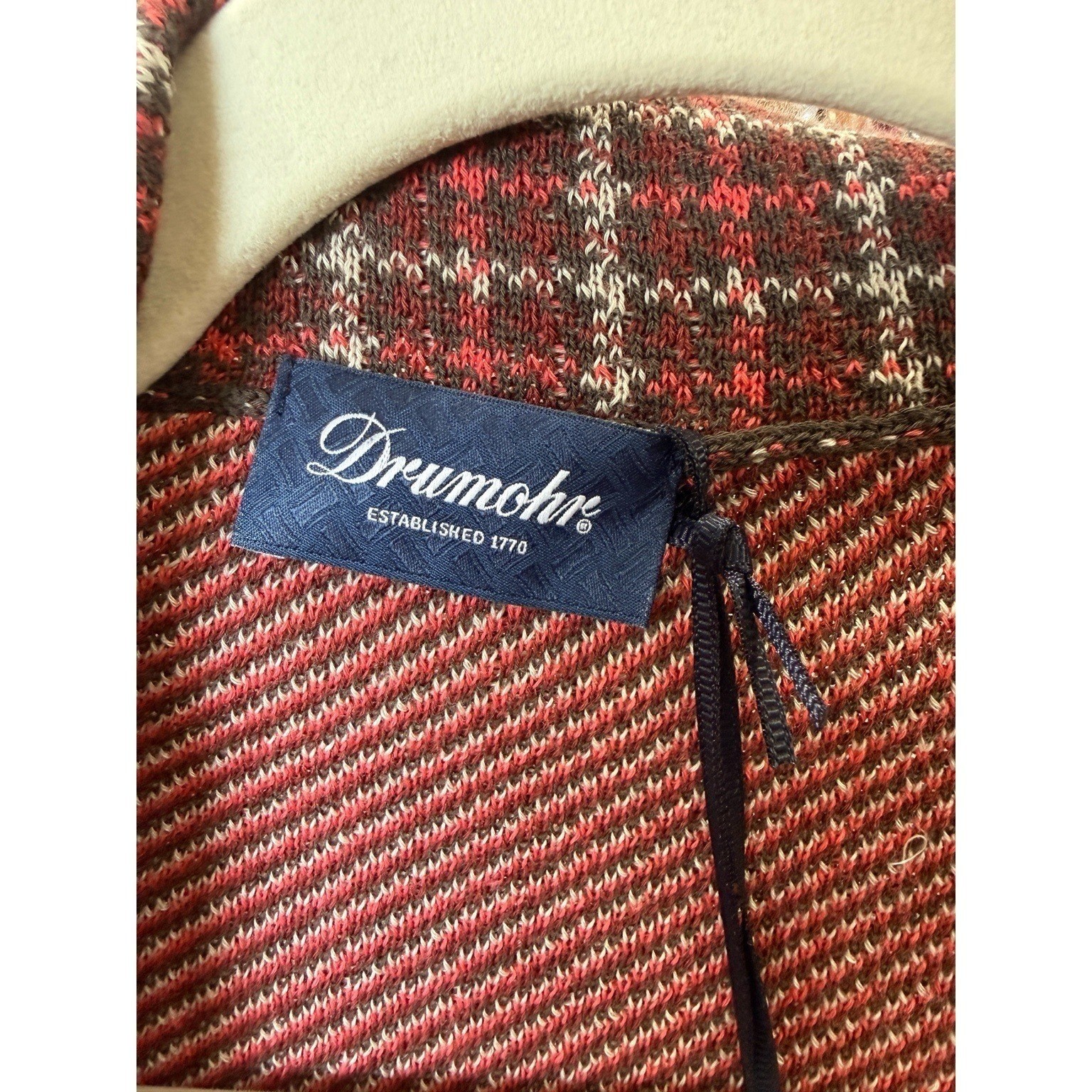 Drumohr Made in Italy Red Plaid Knit Blazer Jacket Mens 48 IT 38 US NWT