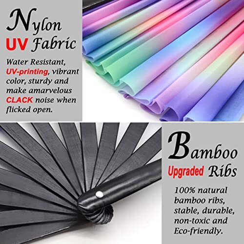 UV Glow Rave Fan Foldable for Women/Men/Drag Queen – Large Clack Festival Top