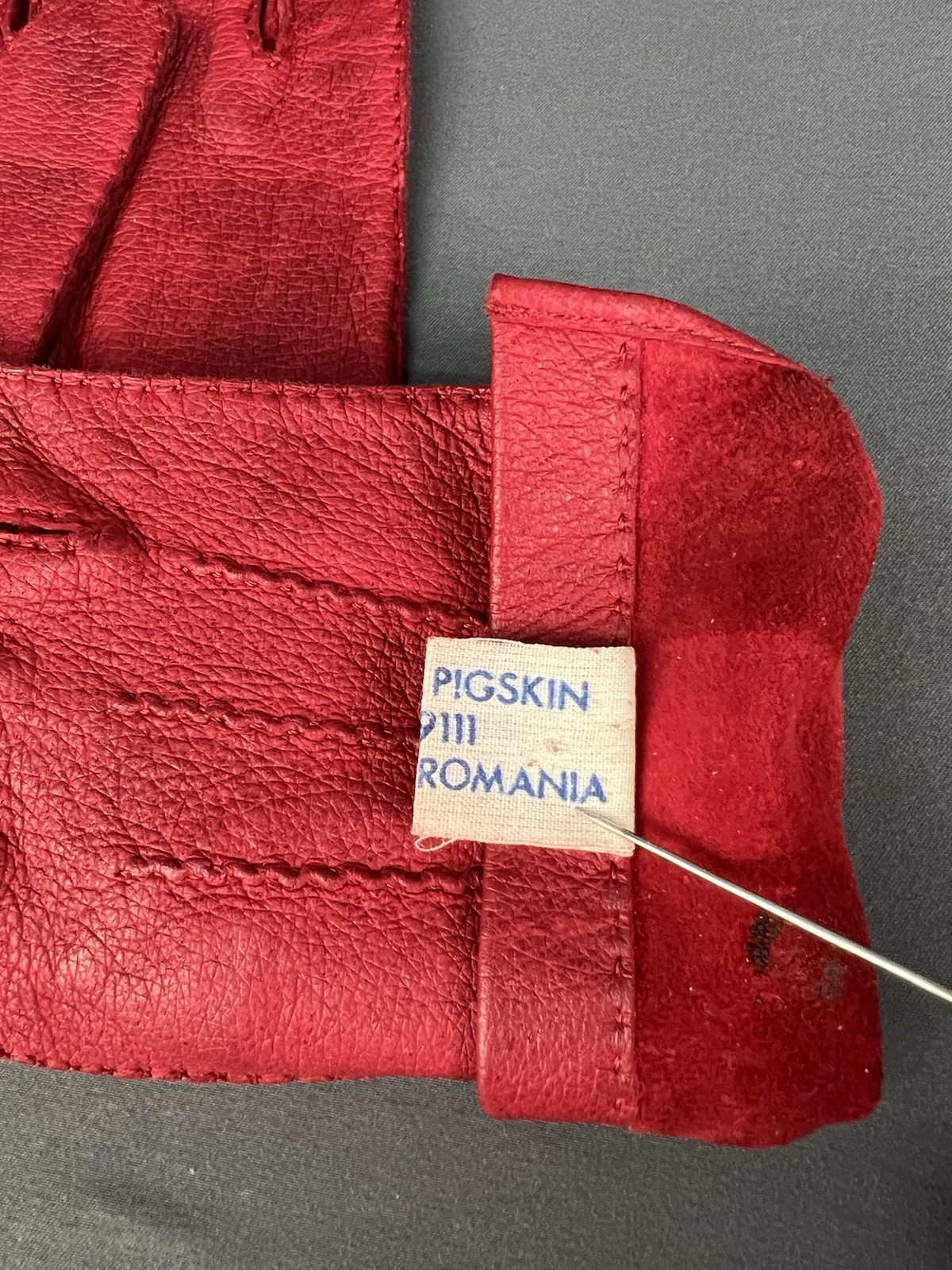 Vintage Red Pigskin Leather Driving Gloves Romania Size 7