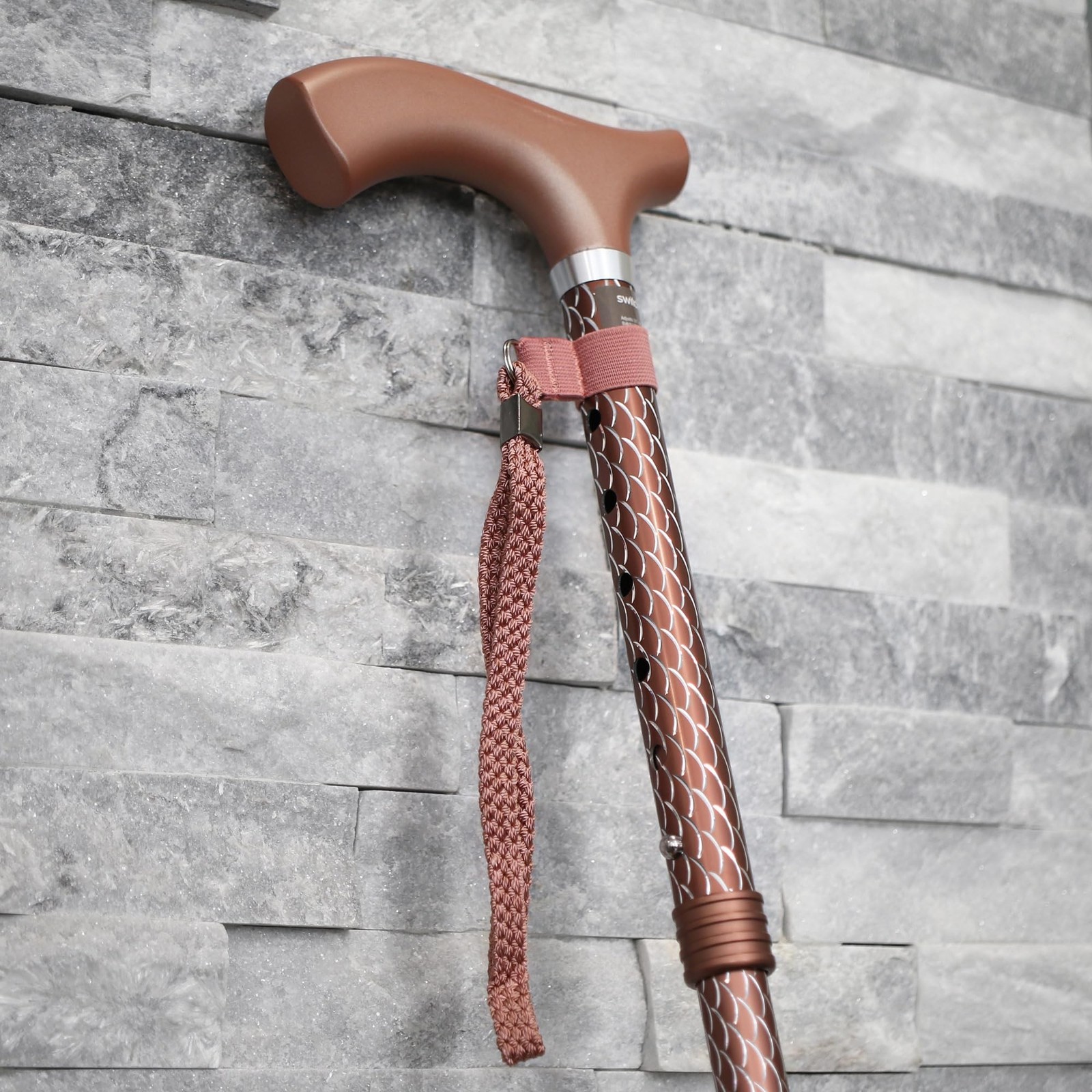 Switch Sticks Folding Walking Cane For Women & Men Engraved Rose Gold