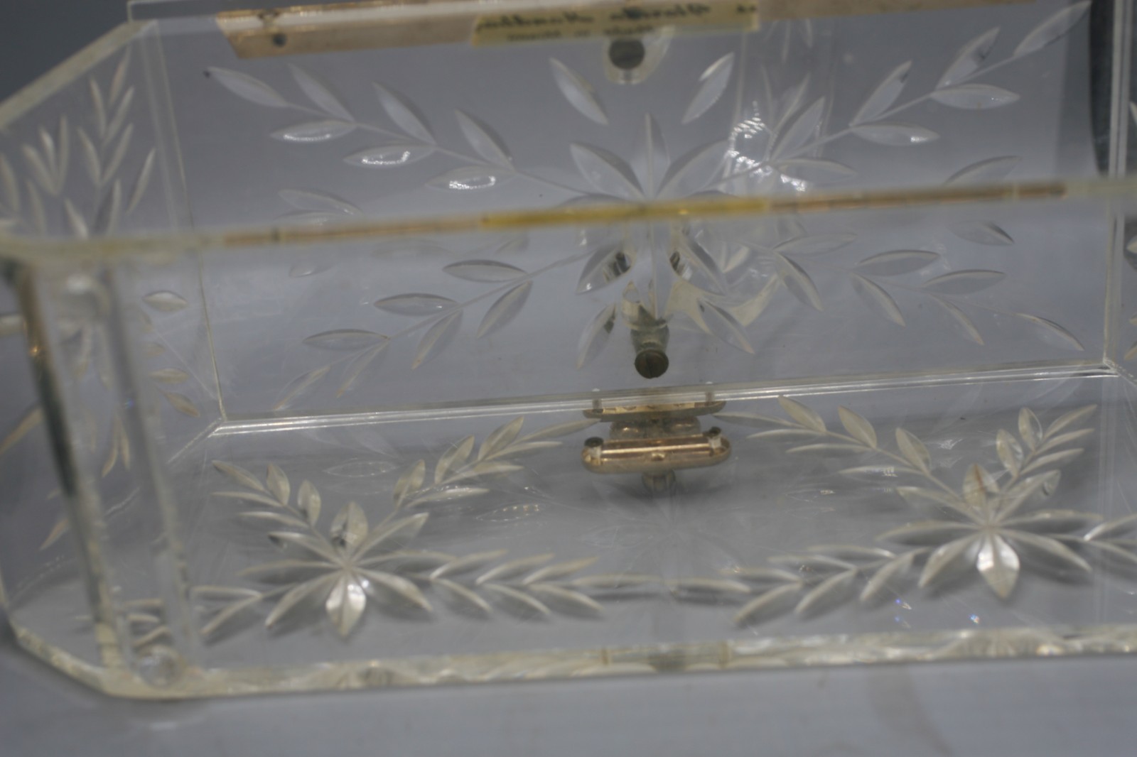 Vintage FLORIDA HANDBAGS Made in Miami CUT Clear Lattice LUCITE PURSE 1950s GA