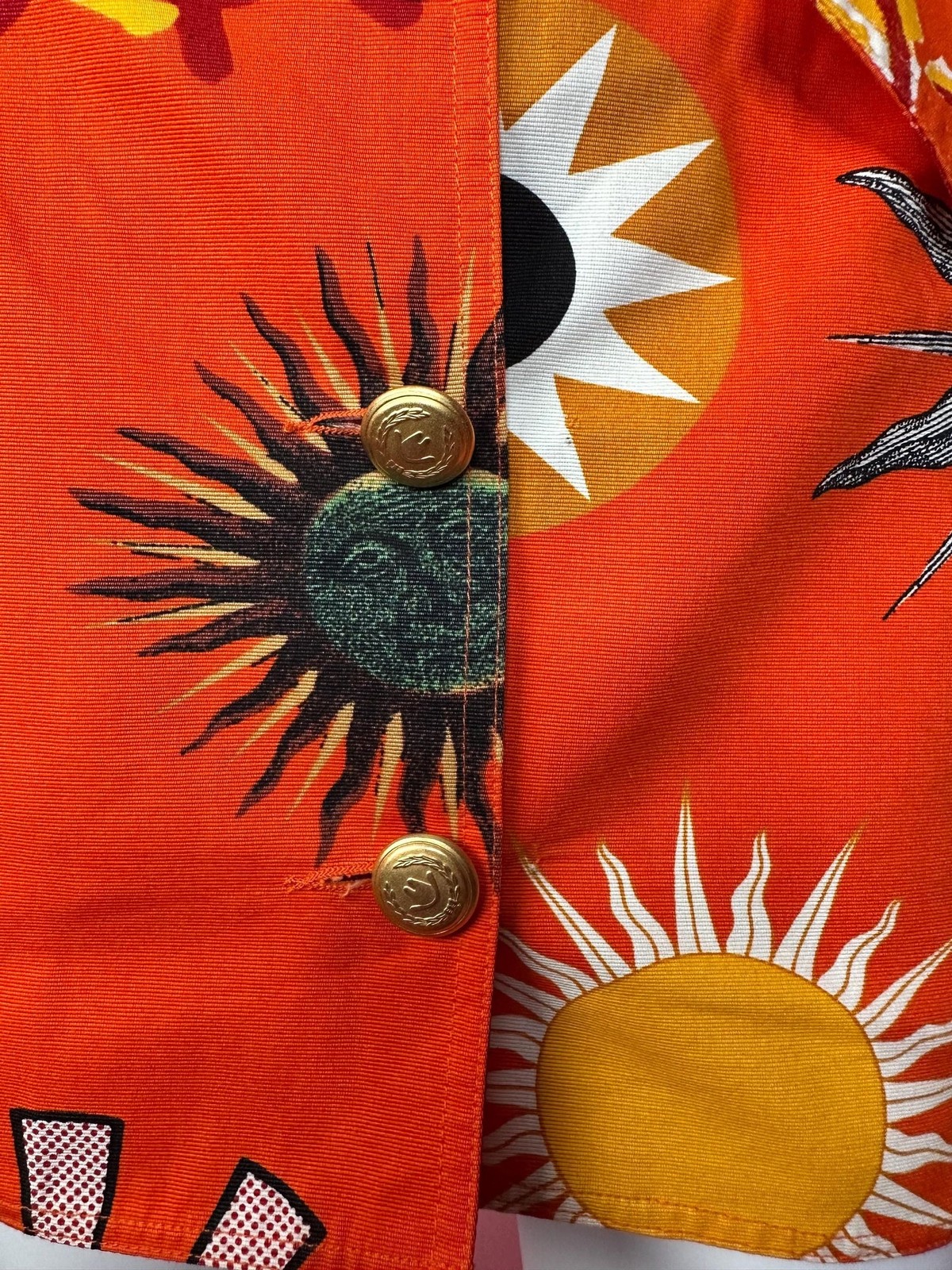 1990s MOSCHINO JEANS Orange Sun Print Cotton Vest & Skirt Set (XS)
