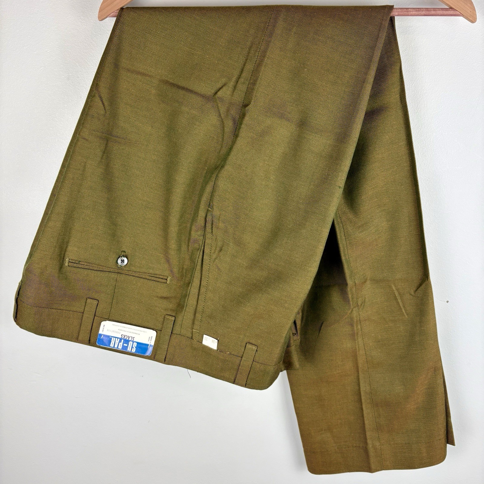 UNREAL VTG 60s 70s NOS Su-Par gold / bronze/ green sharkskin pants talon 33 x 33