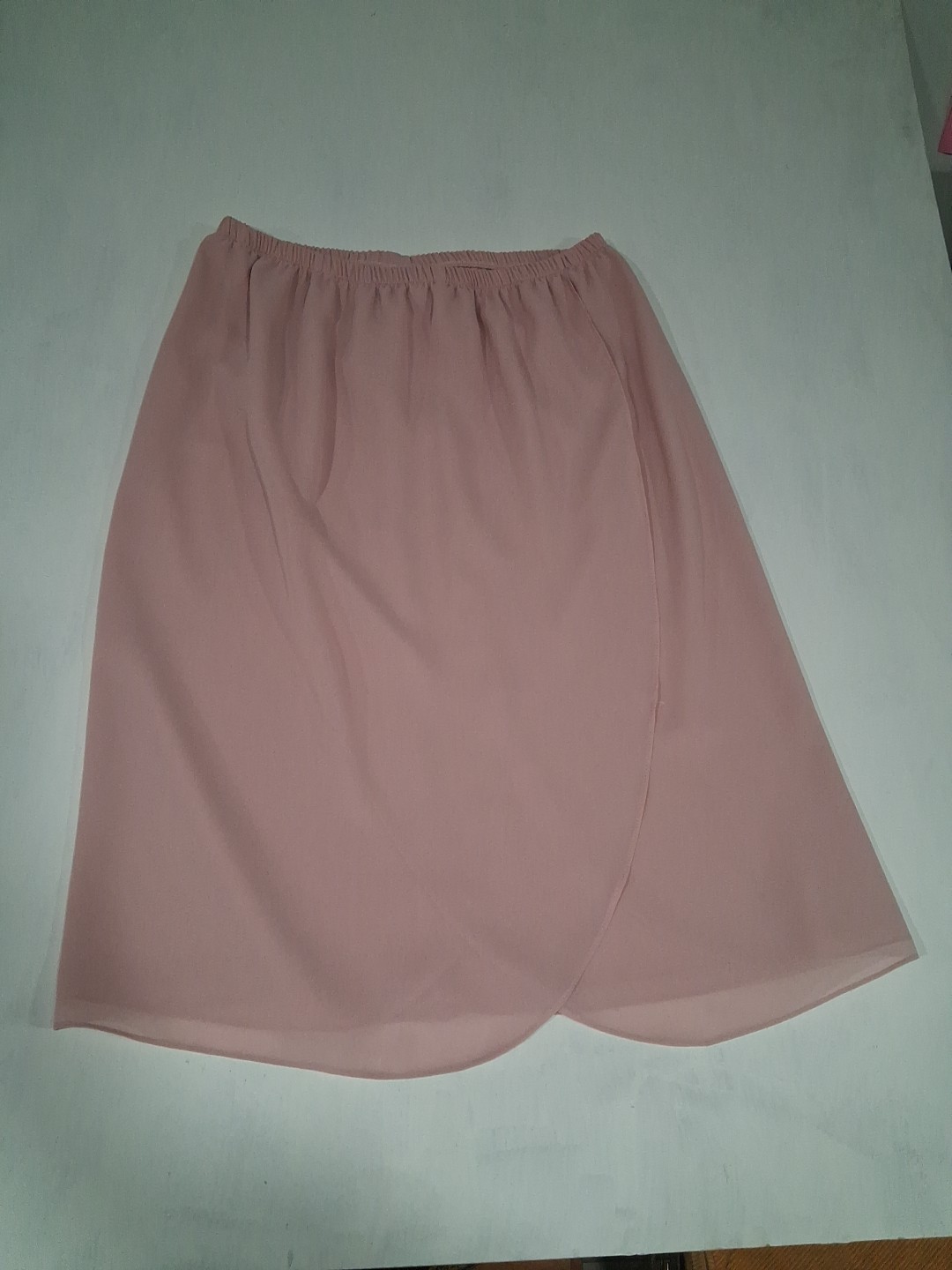 Vtg 60s 70s Dusty Rose pink chiffon dress 2 piece layered Secretary Sheer 18