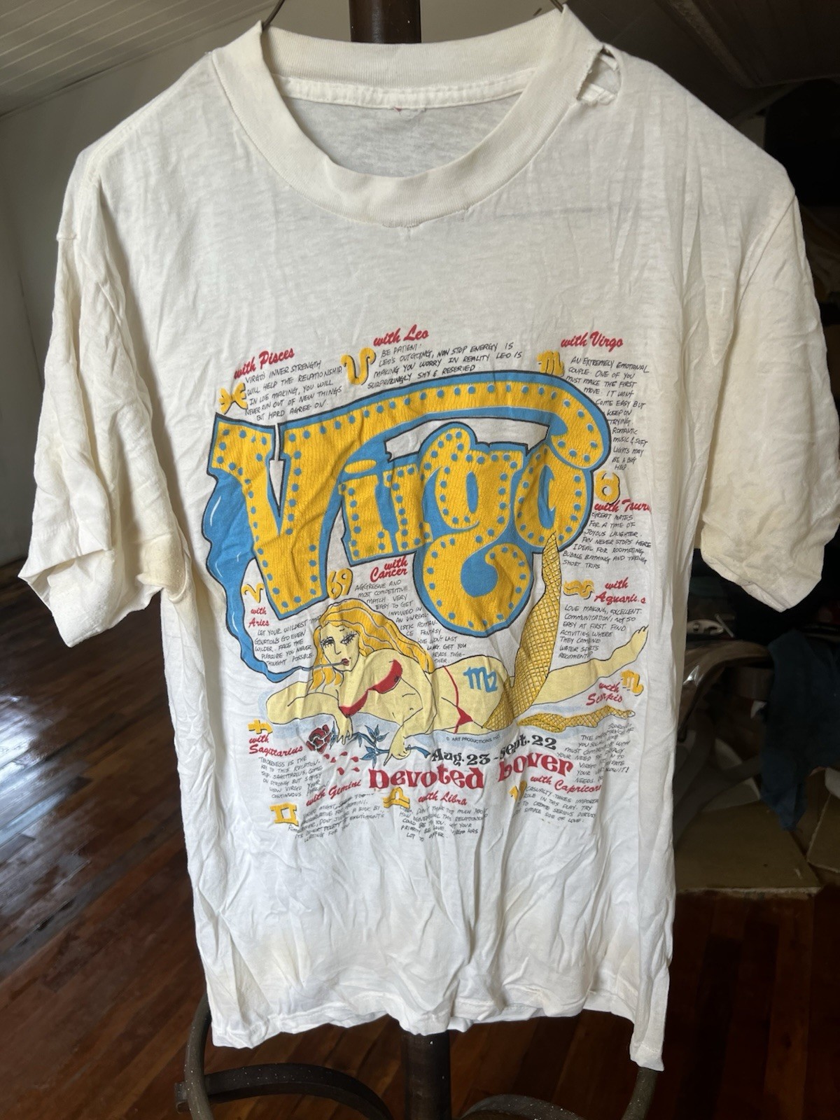 VINTAGE RARE 70s 80s VIRGO ASTROLOGY STAR SIGNS T-SHIRT SINGLE STITCH M/L