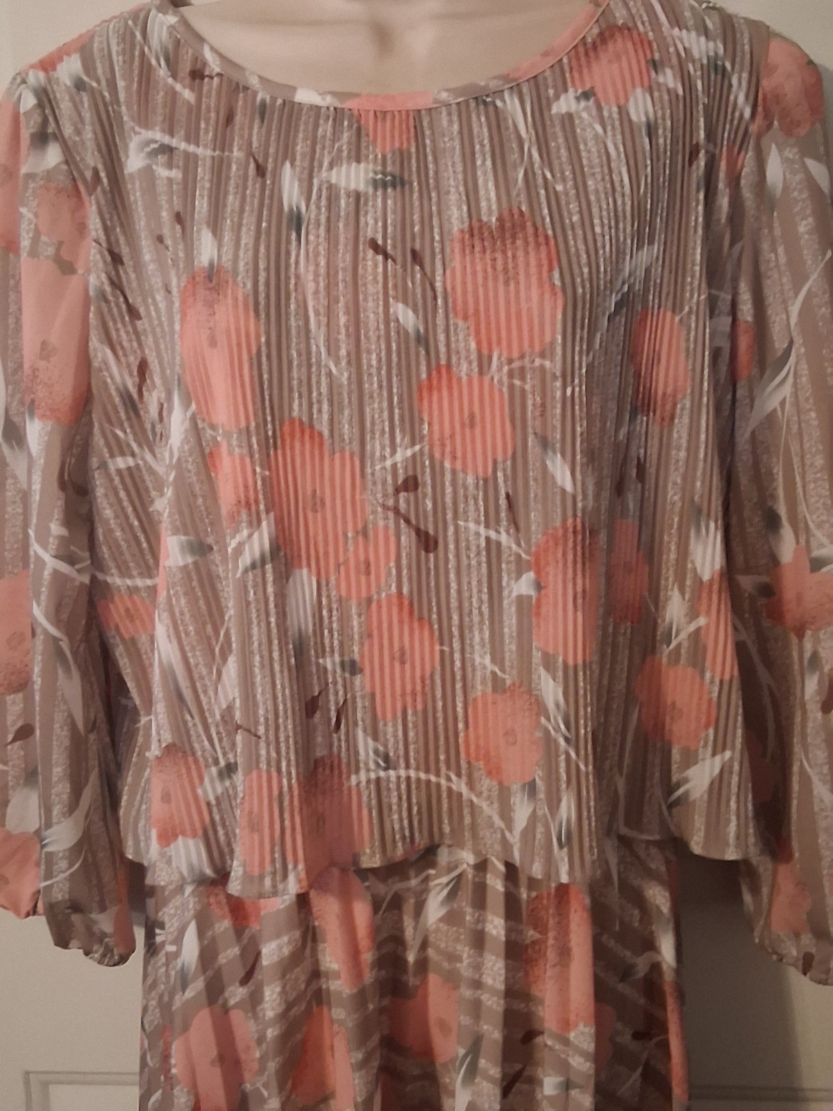 1B 80s Vintage Carriage Court Floral Layered Capelet Blouson Dress Size 18