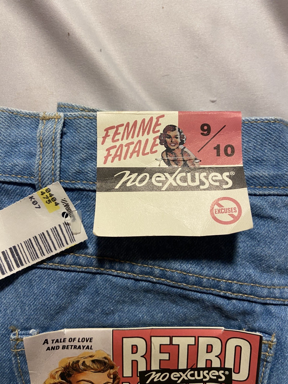 Vtg 90s W OG TAG! No Excuses Femme Denim Shorts Mom Jorts Blue -25.5″W Sz 9/10