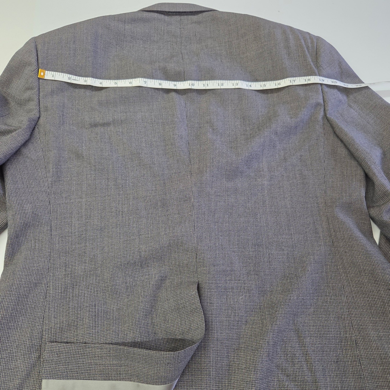 Bill Blass Blazer Mens 42R Grey Micro-Check Pure Wool 2-Button Sport Coat USA