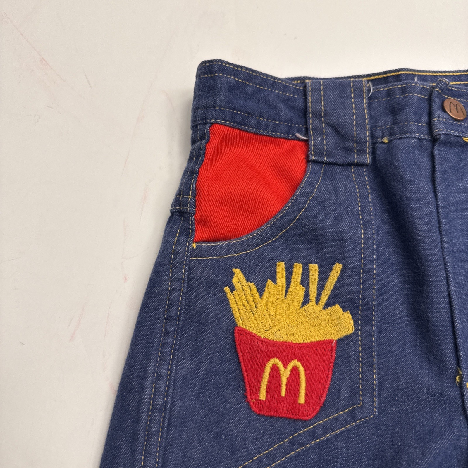 Vintage 1978 McDonald’s Kids Vest Jeans Set Embroidered Ronald Fries Size 7 RARE