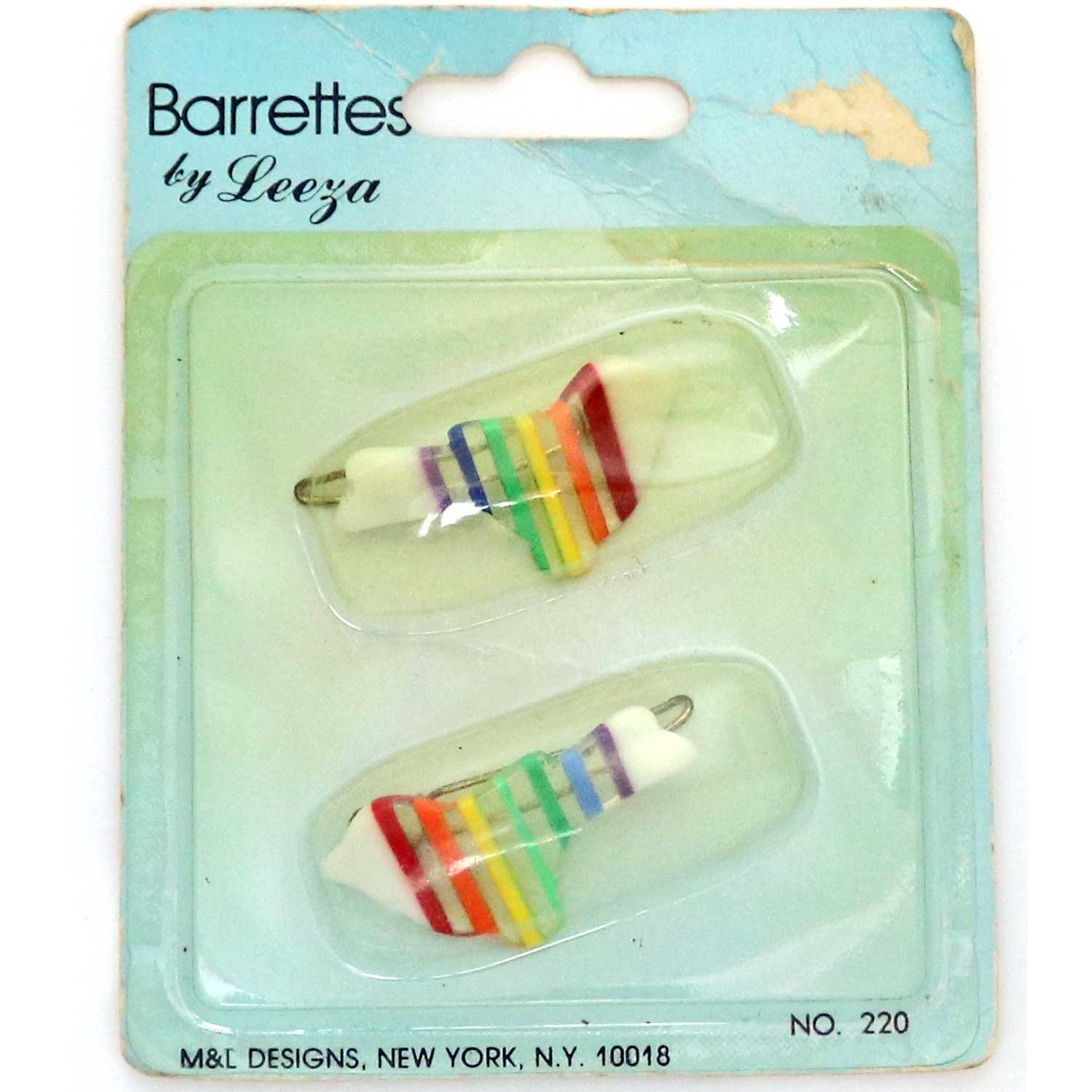 NOS 70s 80s Vintage Transparent Rainbow Pride Lucite Hair Clip Barrettes BIRD
