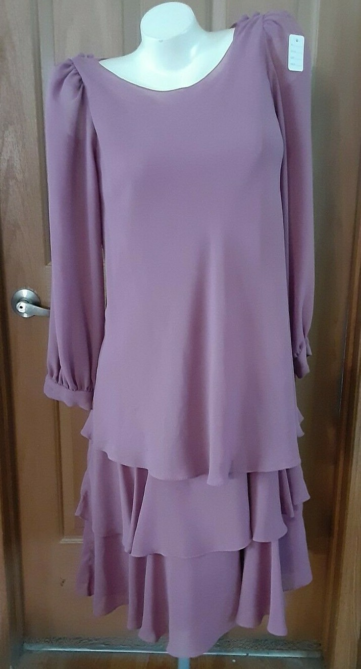 1970’s Miss Elliette California Mauve Evening Dress and Over Blouse Miss Size 8