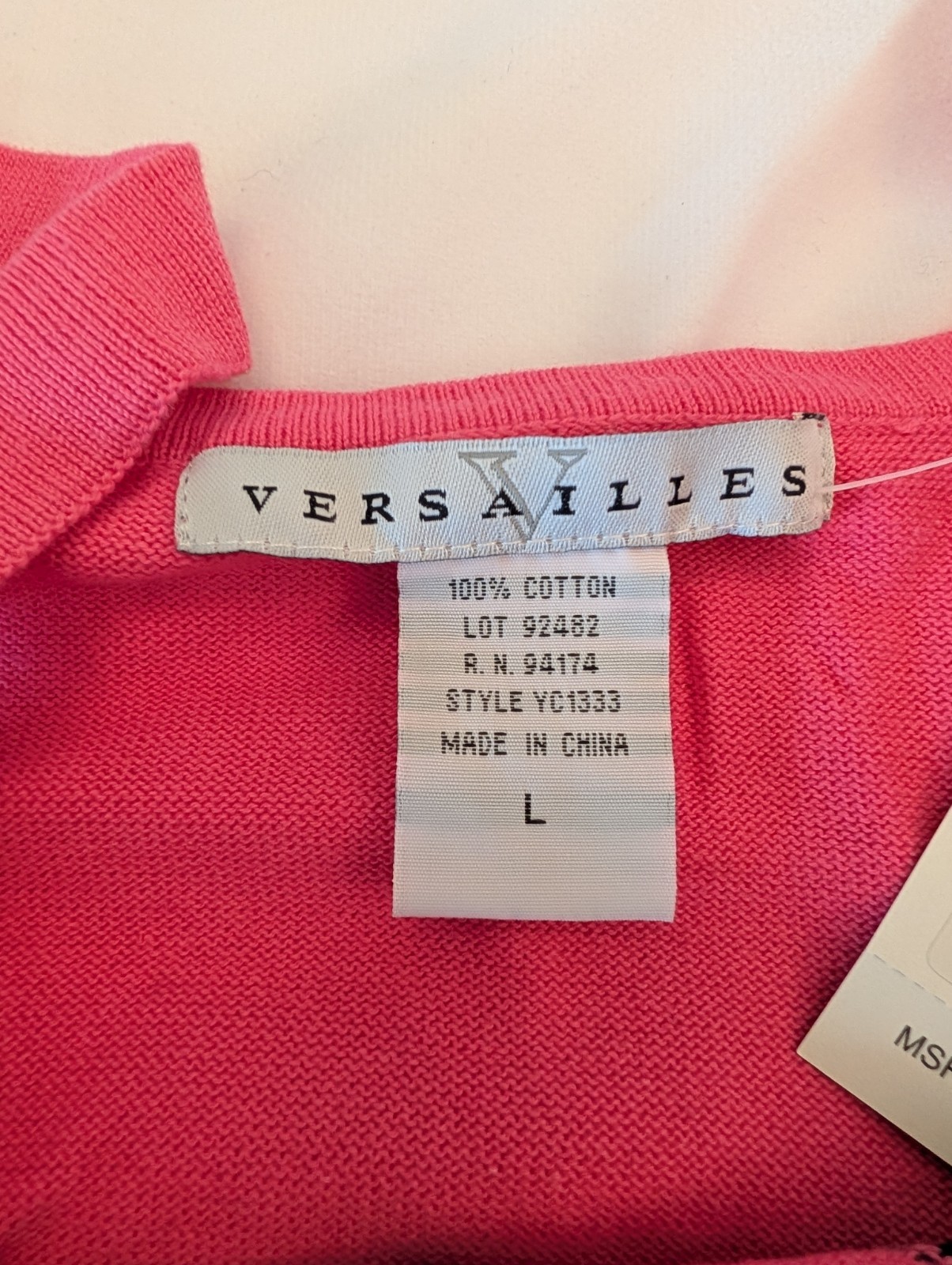 Vintage 1990s Hot Pink & Black Diamond Check Tank. Versailles. Size Large