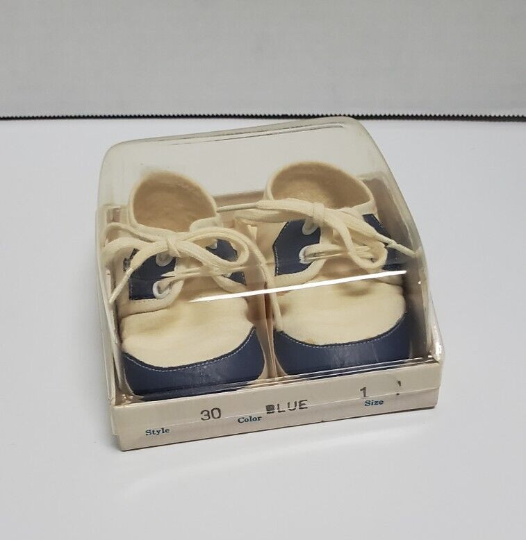 VTG Mrs Days Ideal Baby Crib Saddle Shoe Size 1 Style 30 Color Blue Original Box