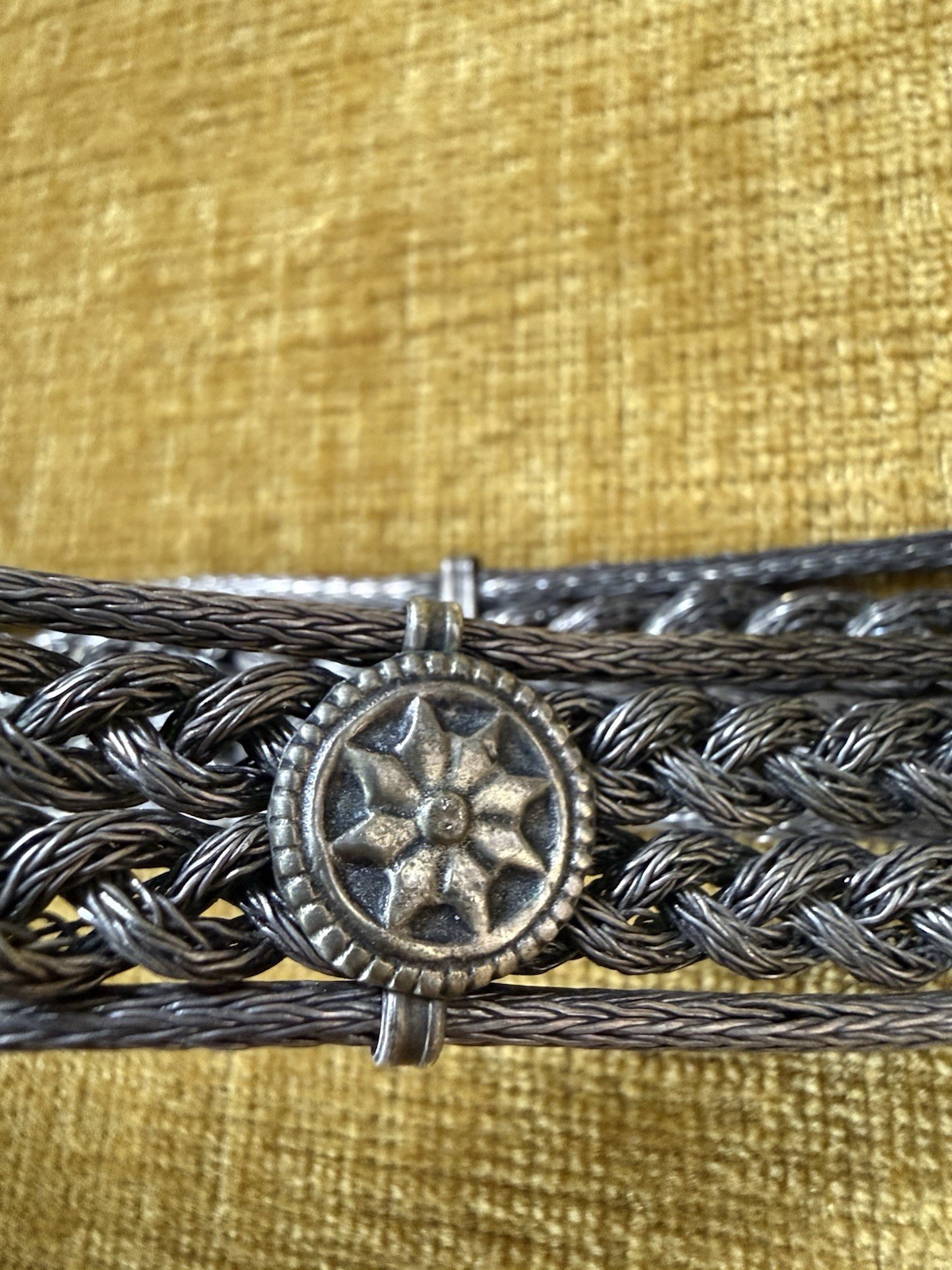 Vintage Indian Silver Braided 32” Deity Ceremonial Belt
