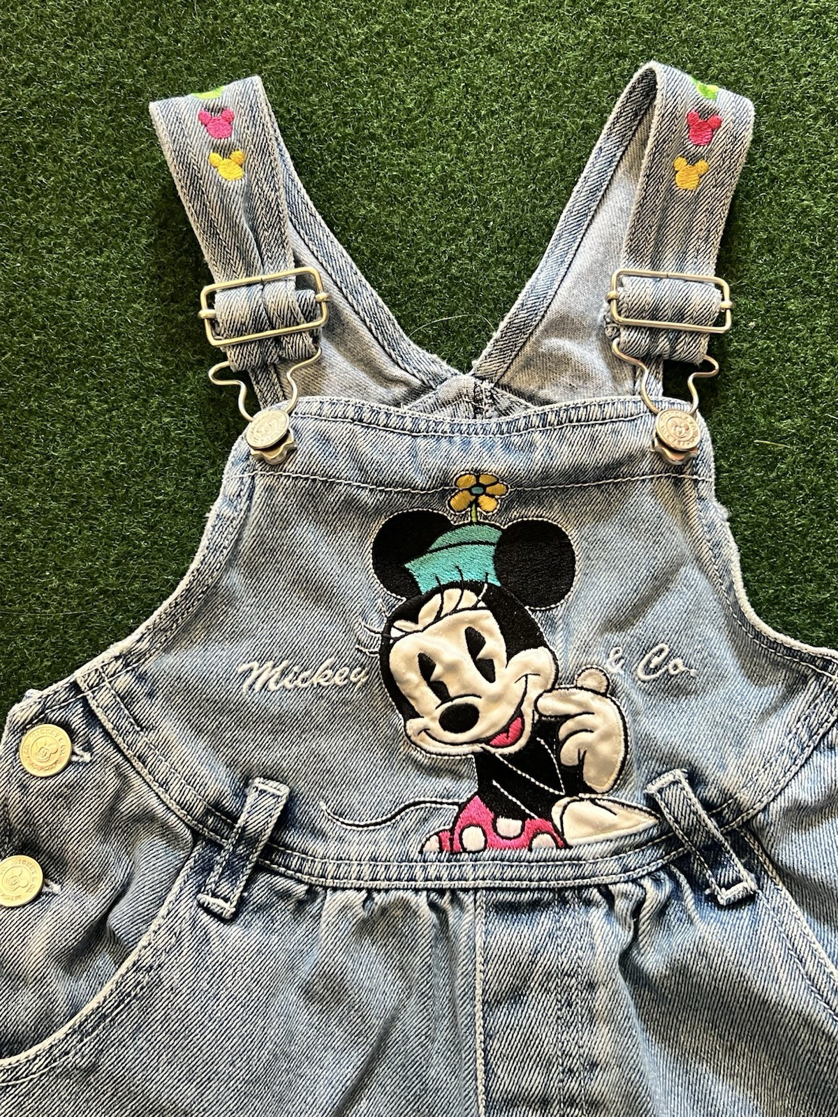 5T Vintage Embroidered Minnie Mouse Overall Shorts