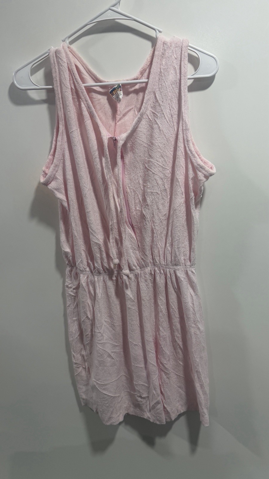 Vintage Pink Terry Cloth Dress Linda Fashions Size M