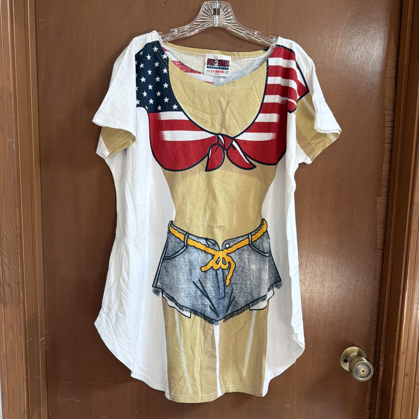 VTG Fun 2 Wear American Flag Bikini Shirt Cover Up Adult One Size Allover Print