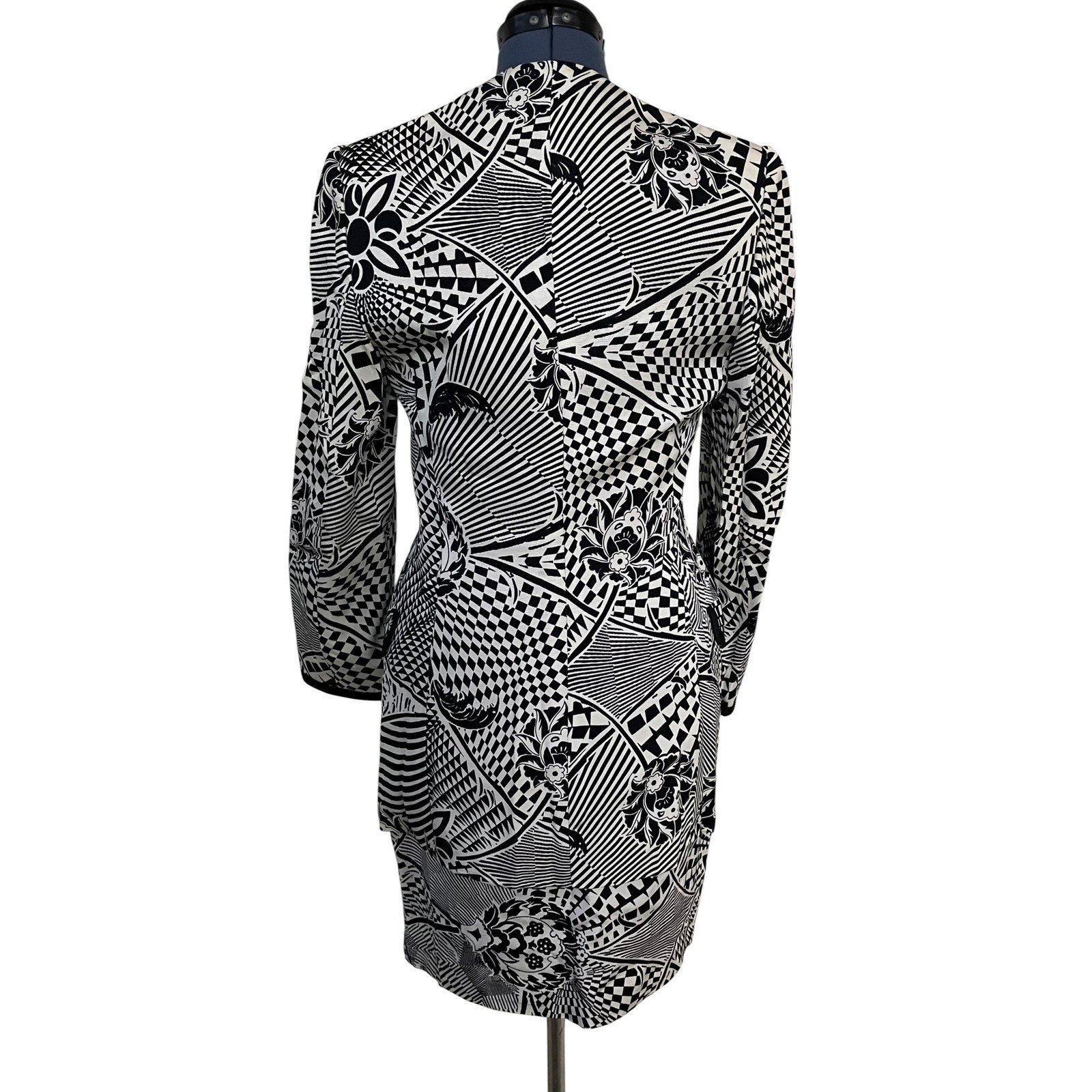 Vtg Versus Gianni Versace Womens 3 Pc Set Blazer Top Skirt Op Art 90s 30/32