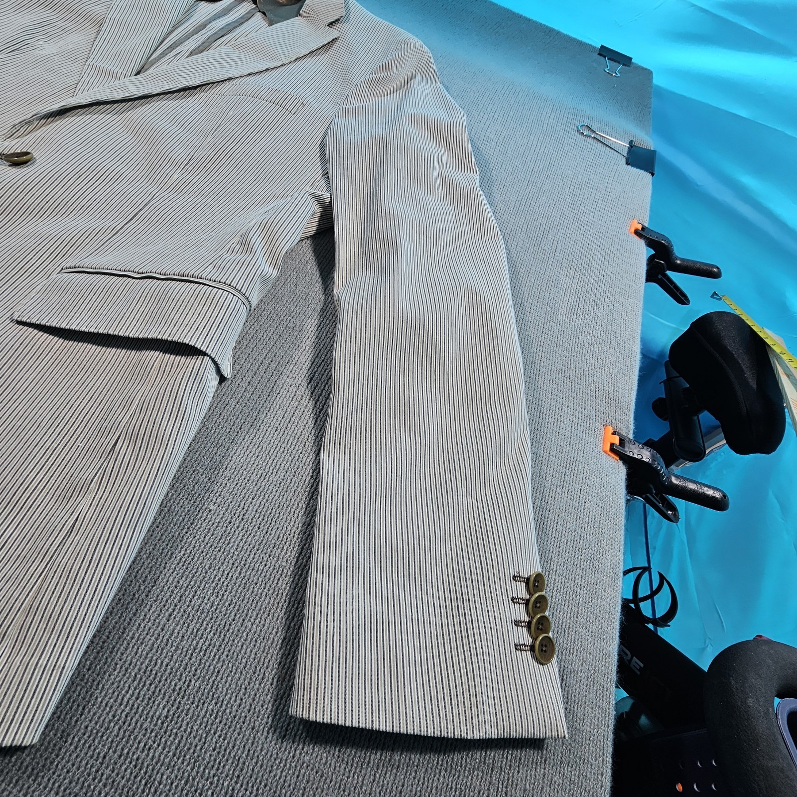 Hugo Boss Seersucker Pinstripe Sports Blazer US 40 Designer Luxury Men’s VTG