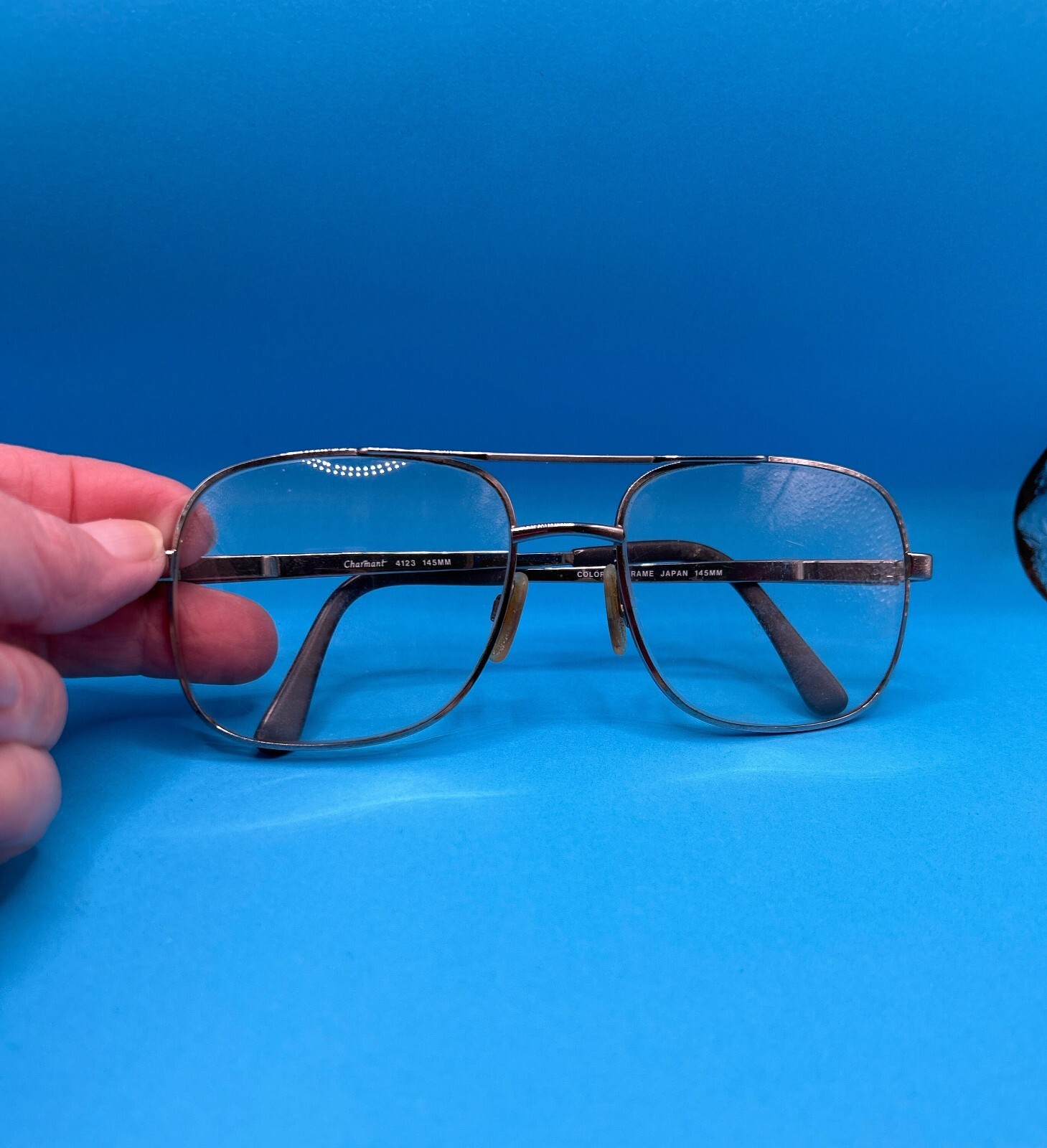 Charmant Man Vintage Aviator Look Eyeglasses 145mm 4123 Metal Silver/Gray Frame
