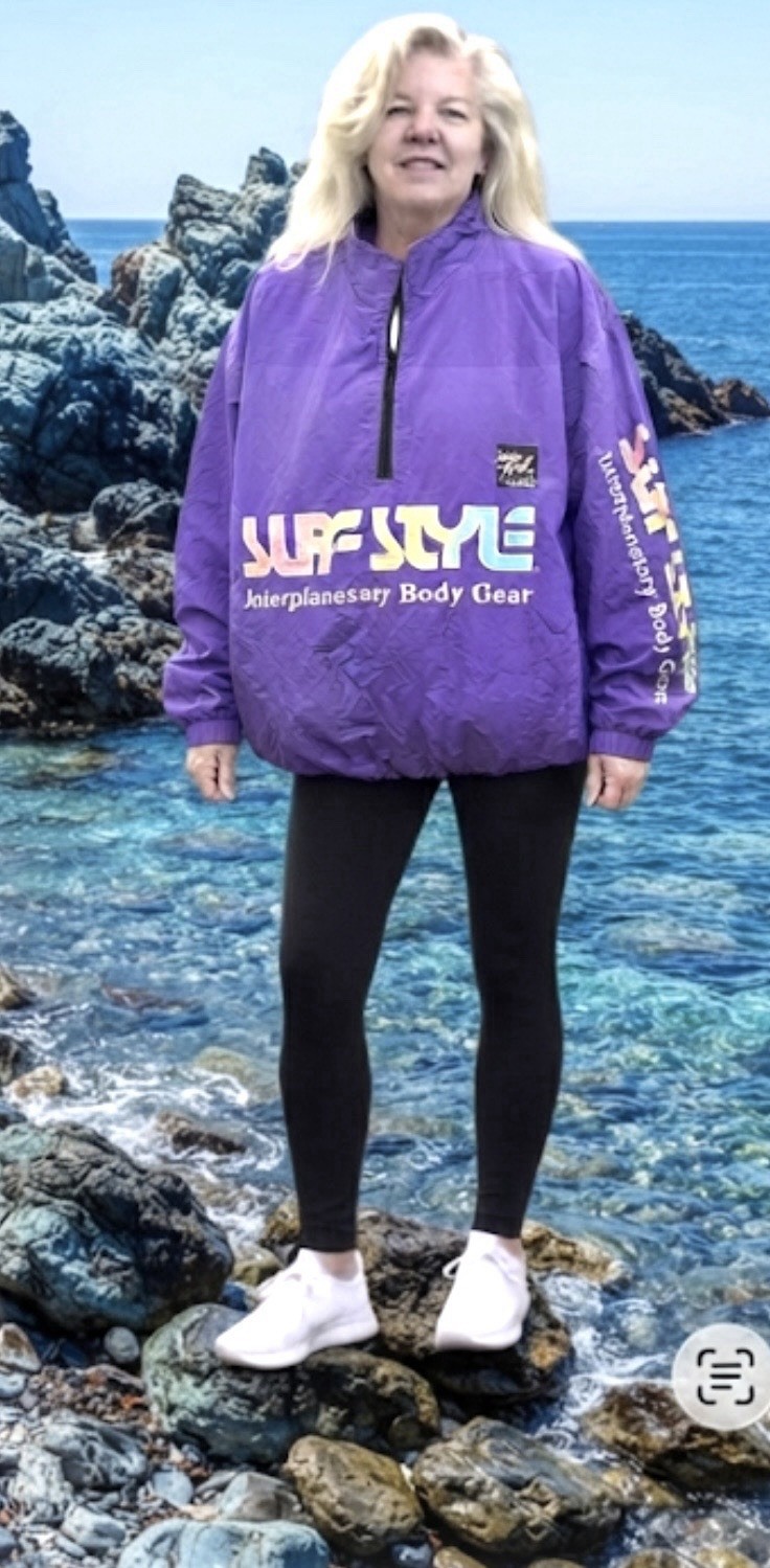 Surf Style Neon Jacket Interplanetary Body Gear Purple Shimmer 1 Sz Y2K Coastal