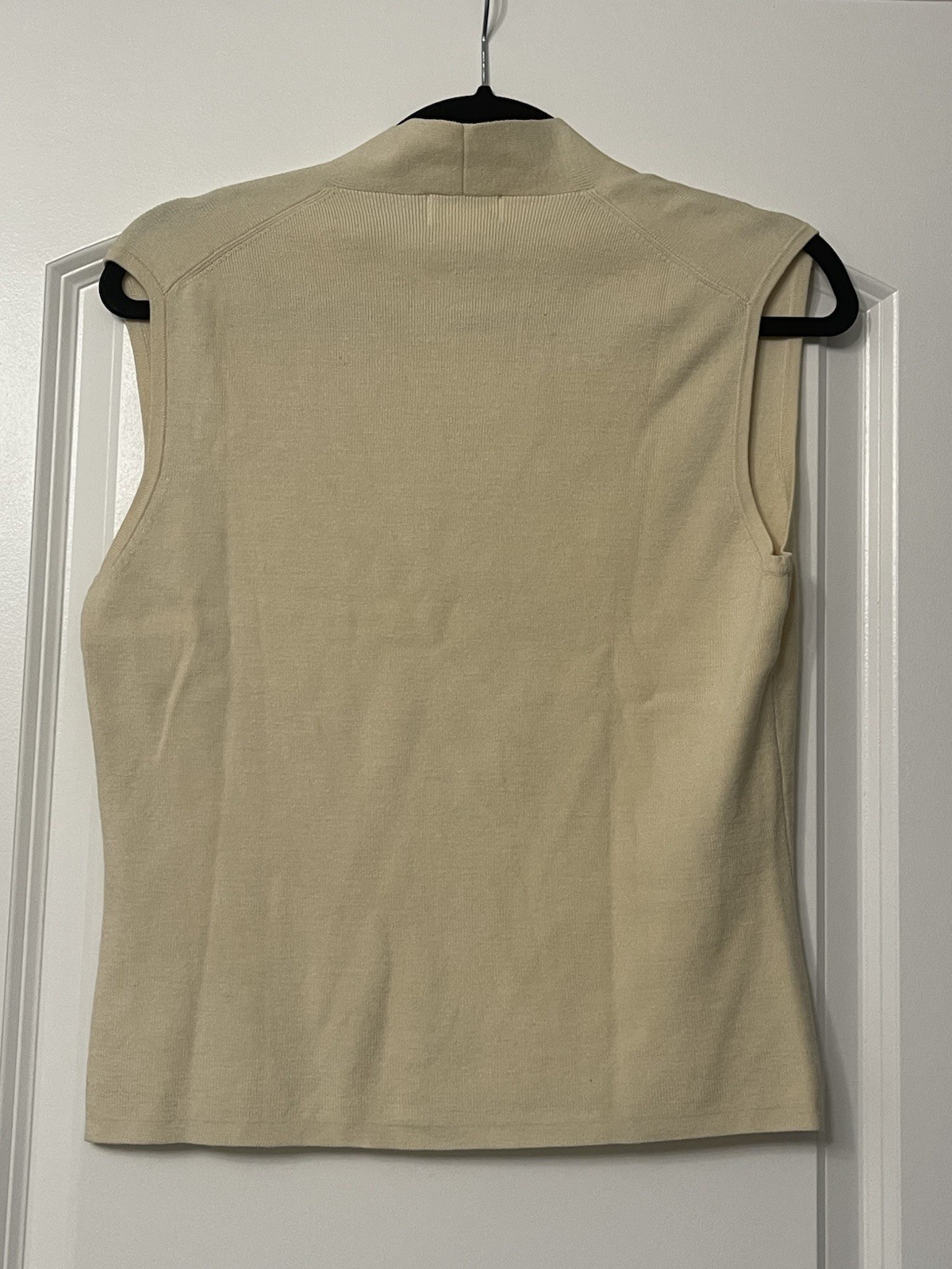 Vintage 90s-2000s, In-Knit 80% Silk V-Neck Knit Top Sweater Ivory Cream XL