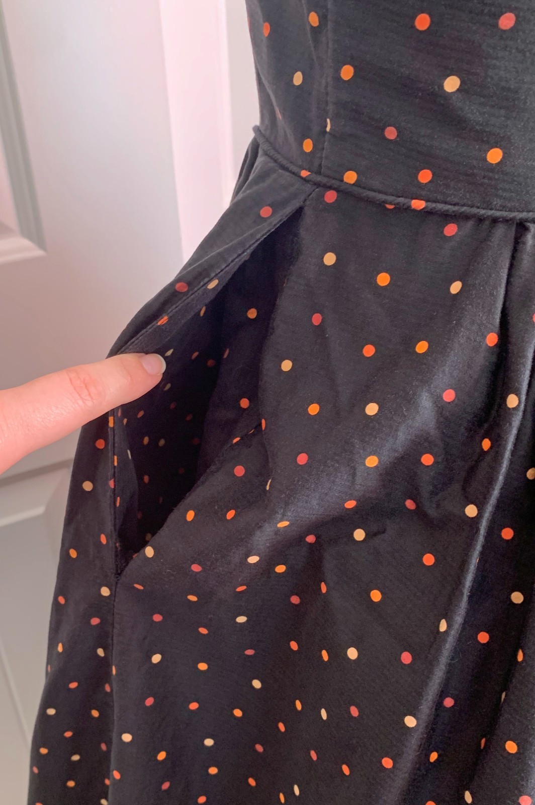 1950s Black and Orange Polka Dot Halter Party Dress with Bolero Marjae Miami XXS