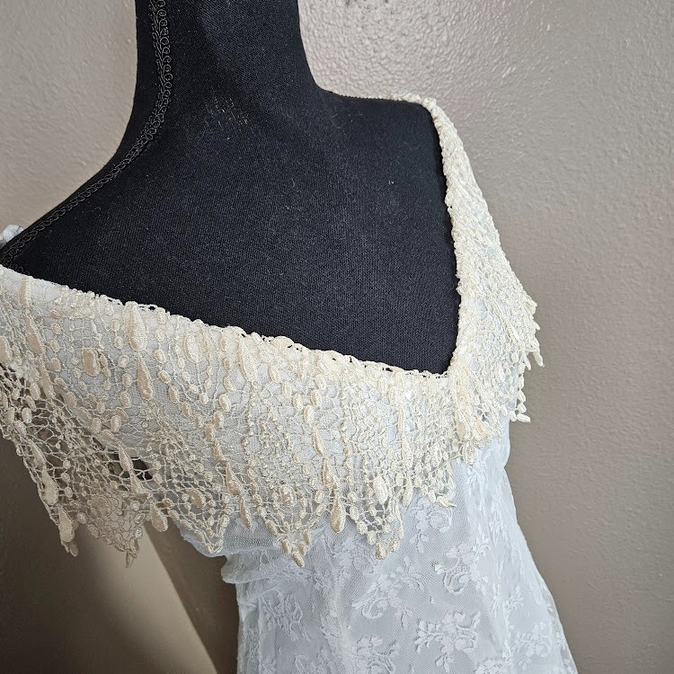Coquette Romantic Scott McClintock Vintage 70s80s Ivory Lace Fairycore Dress 16