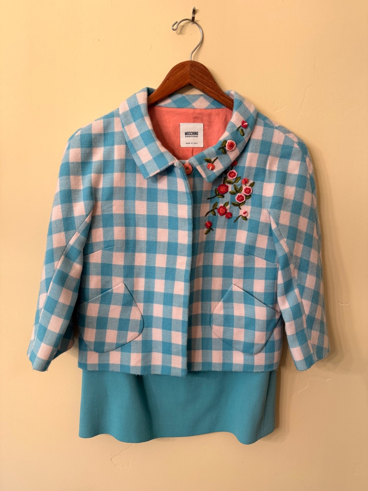 Rare Vintage Moschino Cheap and Chic Wool Skirted Suit with Matching Shirt