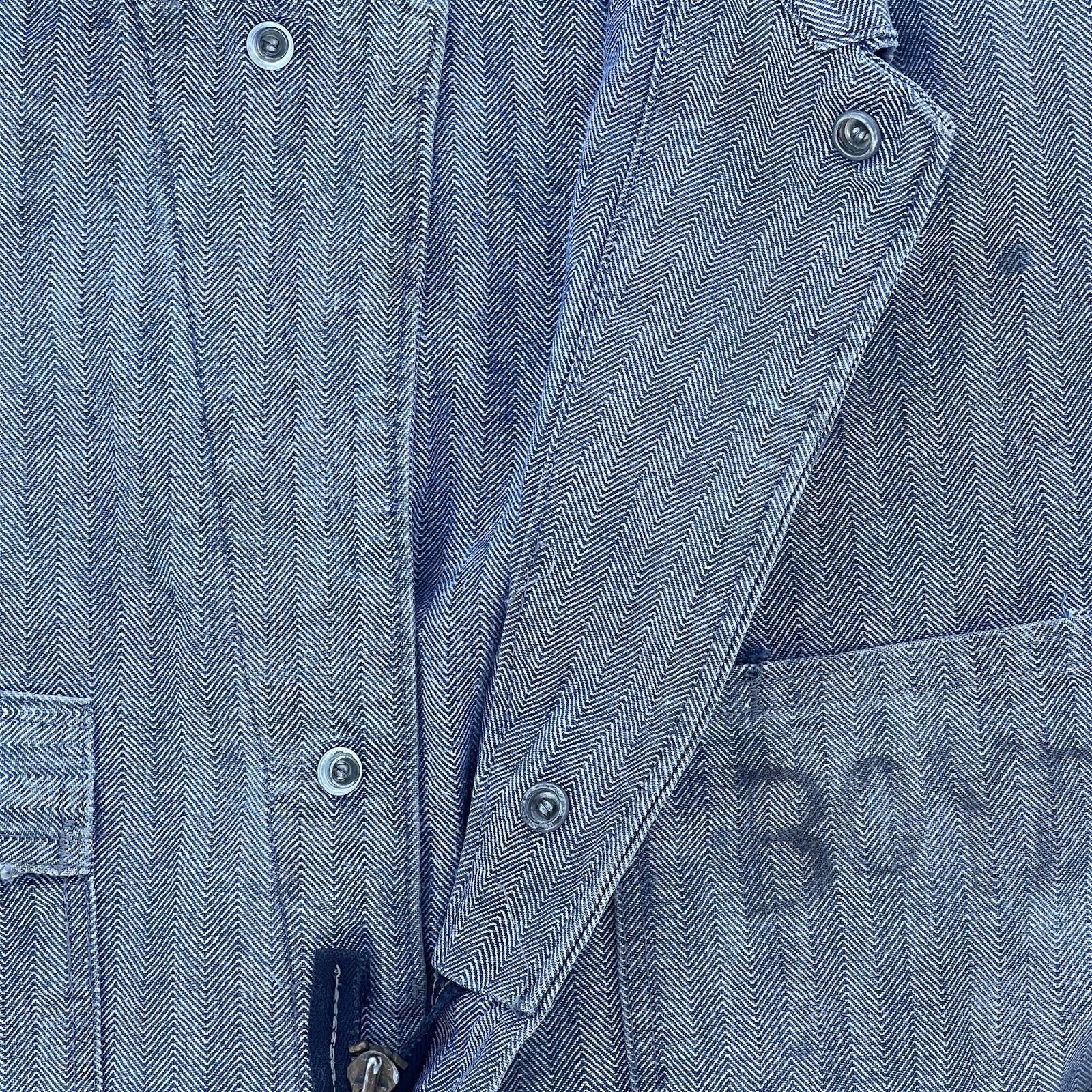 Vintage Sears Work Leisure Herringbone Denim Coveralls Mens 44R Zip Front
