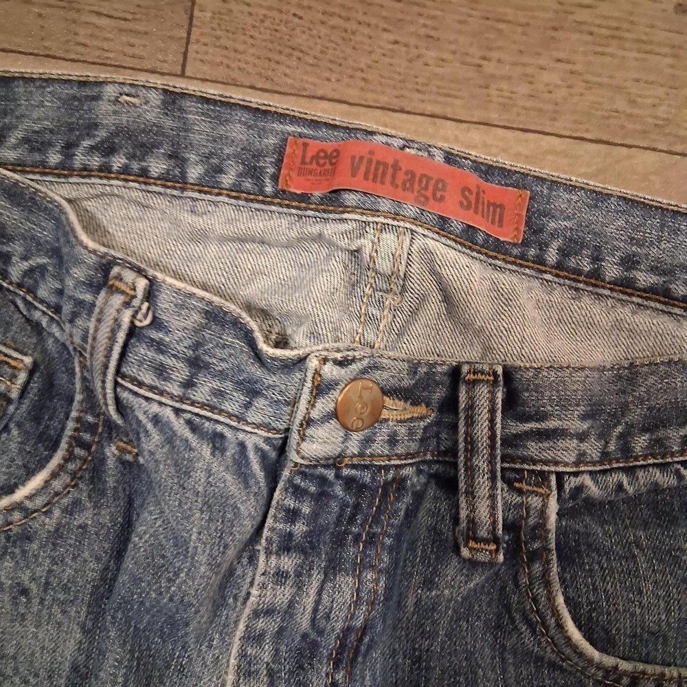 Mens vintage slim blue jeans 100% cotton streetwear grunge workwear biker
