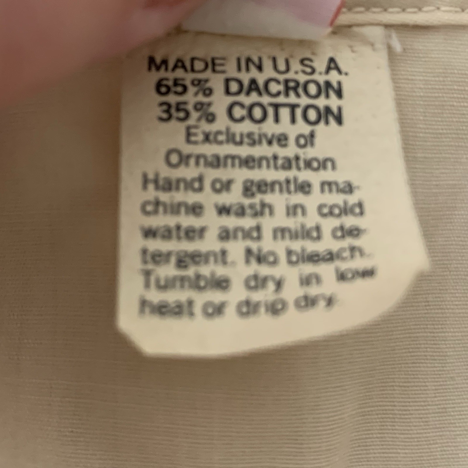 Vtg Dirndl Blouse Button Crop Top Tan Off White Eyelet Sz 16 Made In USA