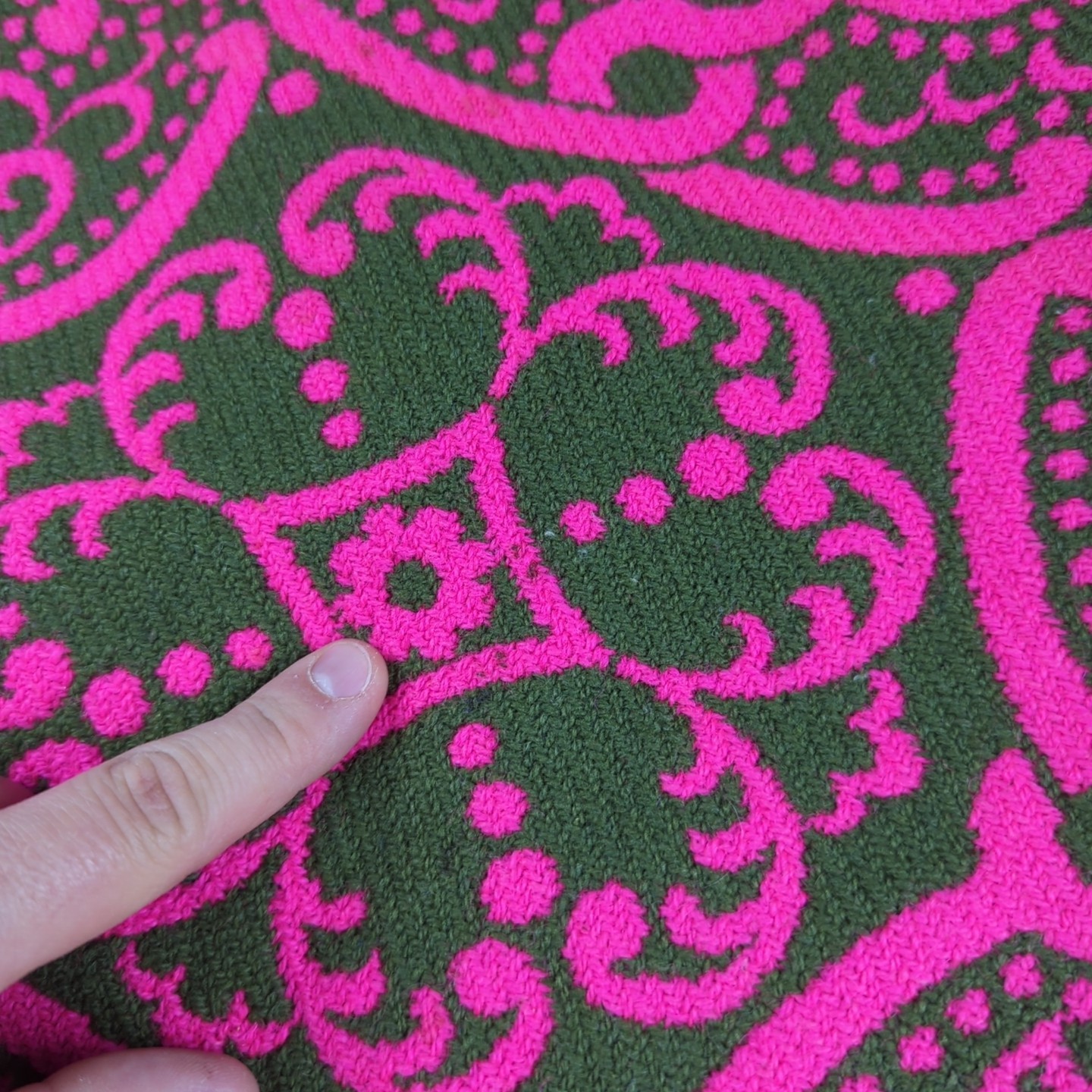 VTG 70s Tapestry Skirt Sz 8 Pink Made in Italy Pavone Florence Long Fringe Mod