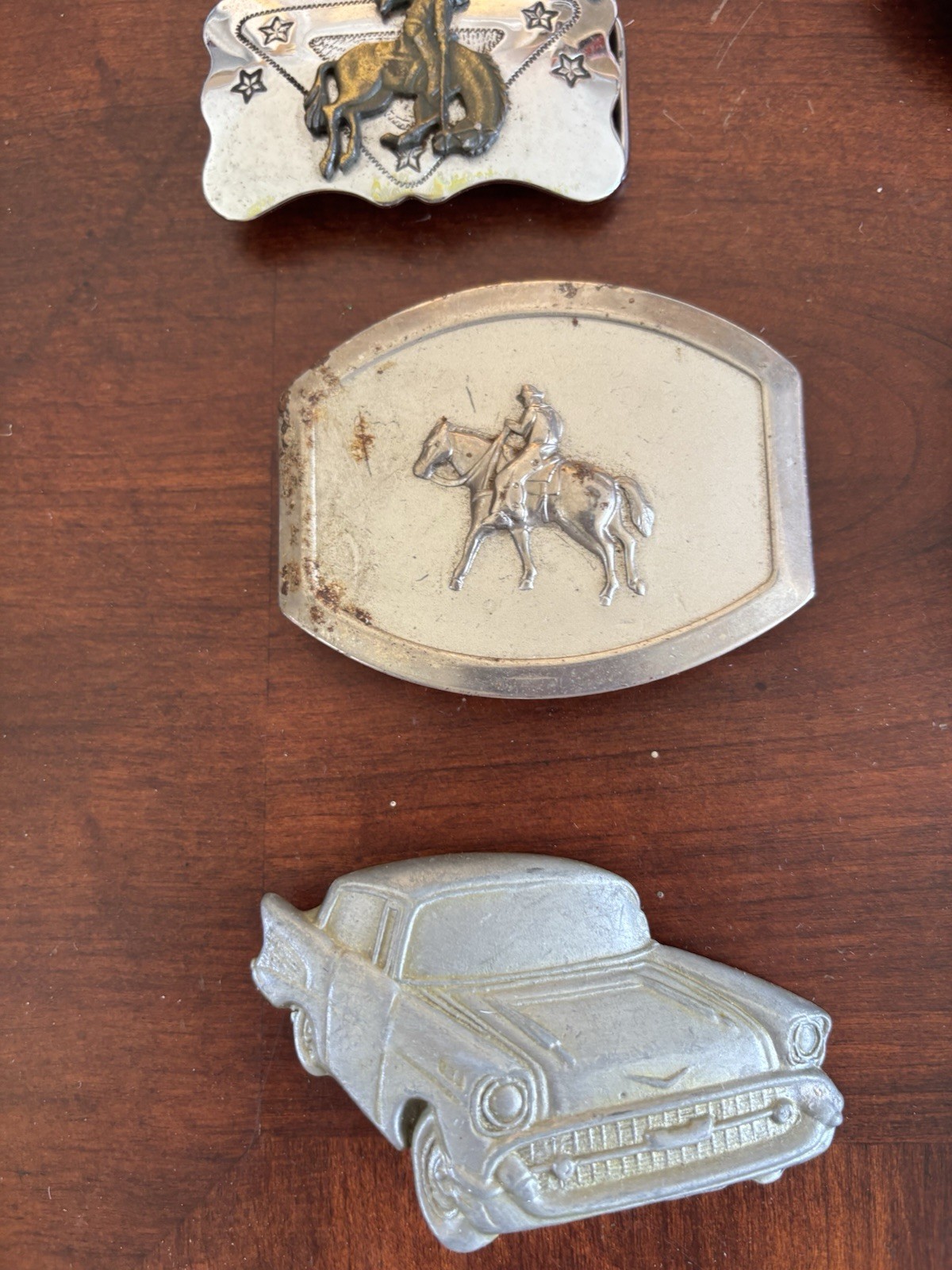 Vintage Belt Buckle Lot of 17 Mixed Western Cars Military Motorcycle Ford