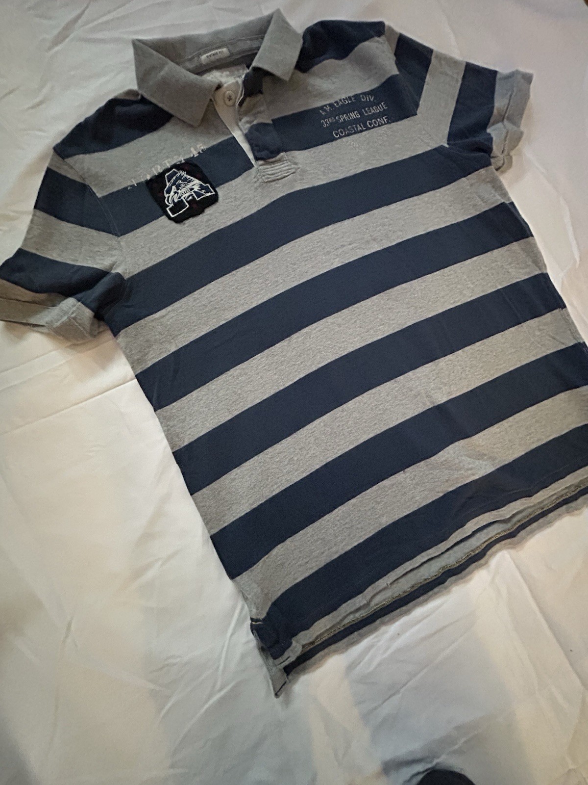 American Eagle Outfitters Vintage Rugby Shirt Striped Short Sleeve XL 1990s Club
