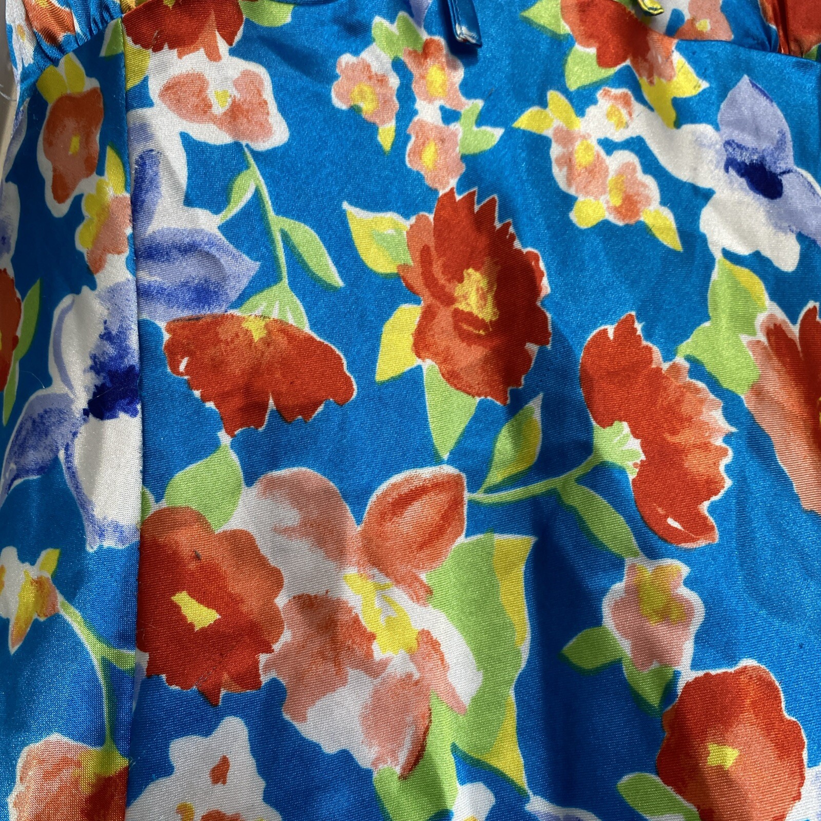 Vtg Gilligan O’Malley Sz XXL Satin Slip Dress Multicolor Floral Bias Opaque Gown