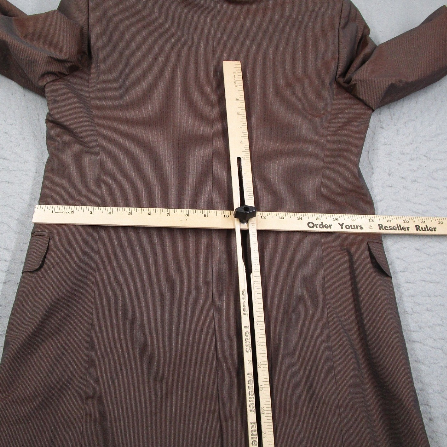 Dries Van Noten Suit Mens 48 IT 38 US Brown Cotton Silk Pinstripe 2 Button