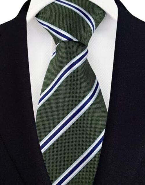 3.15″(8cm) Fashion Striped Ties Mens Plaid Flower One Size Green Blue White