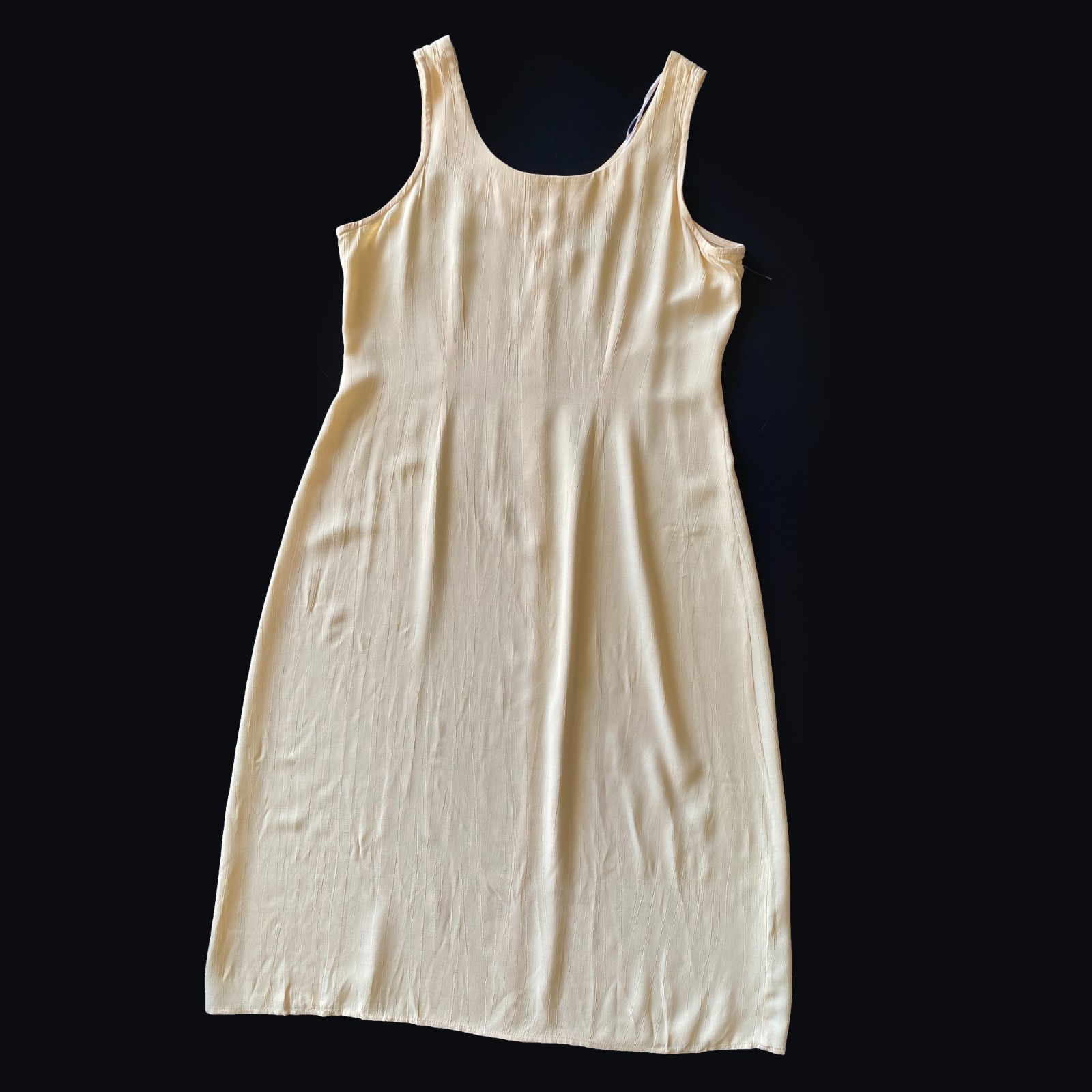 Vintage Erika K Sleeveless Maxi Dress Size 12 Textured Rayon Acetate USA Yellow