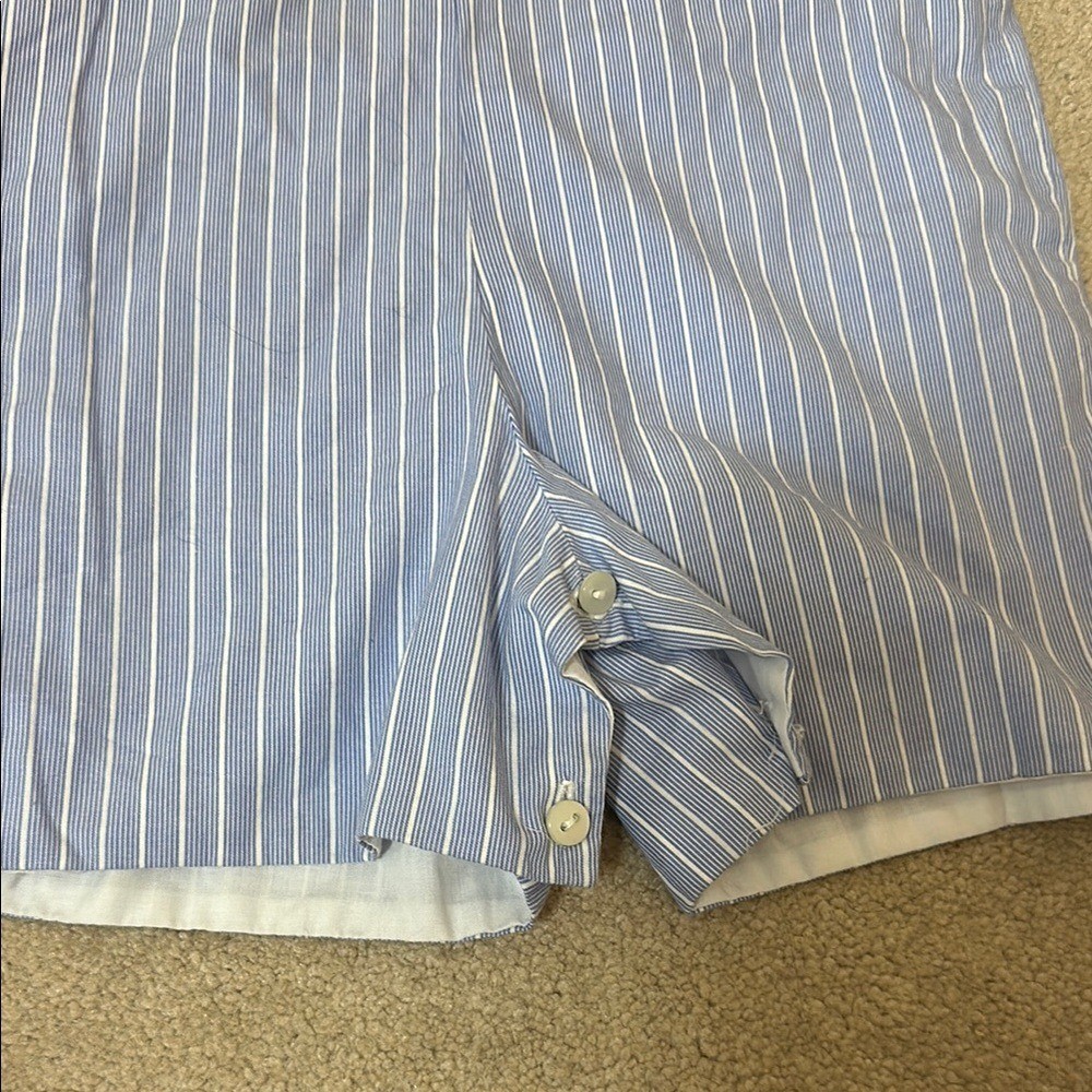 Blue and White Gingham and Striped Rompers