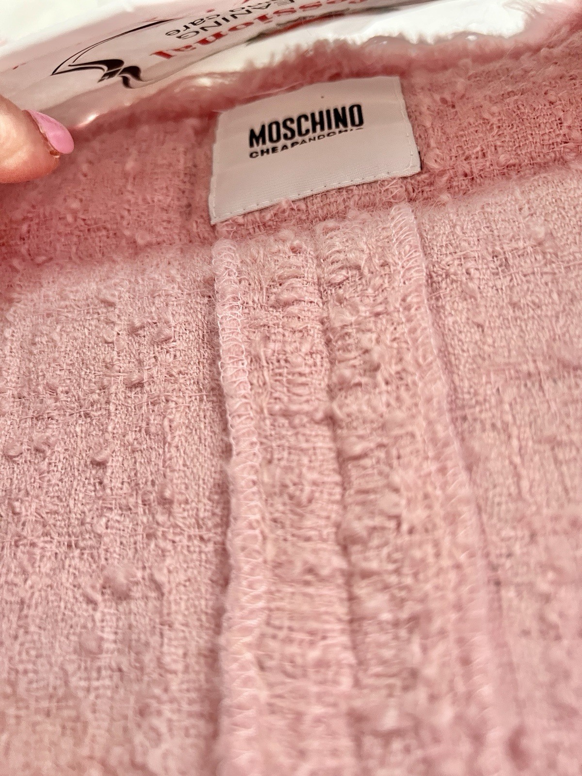 Vintage Moschino Pink & Black Bouclé Suit Size 10 Great Condition Worn Only Once